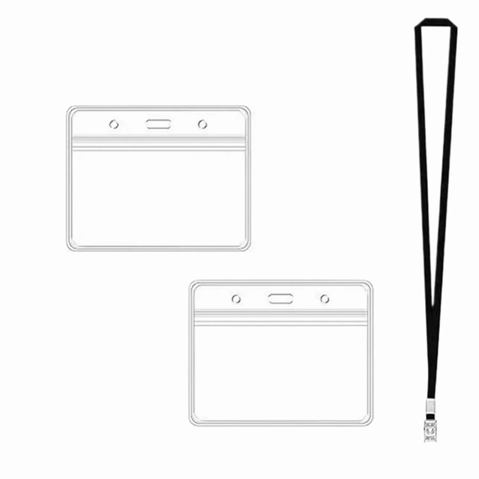 Porta badge, 50 pezzi, trasparente, con clip in metallo, per badge identificativi, badge, badge e carte di lavoro, impermeabile, per studenti, carte di credito