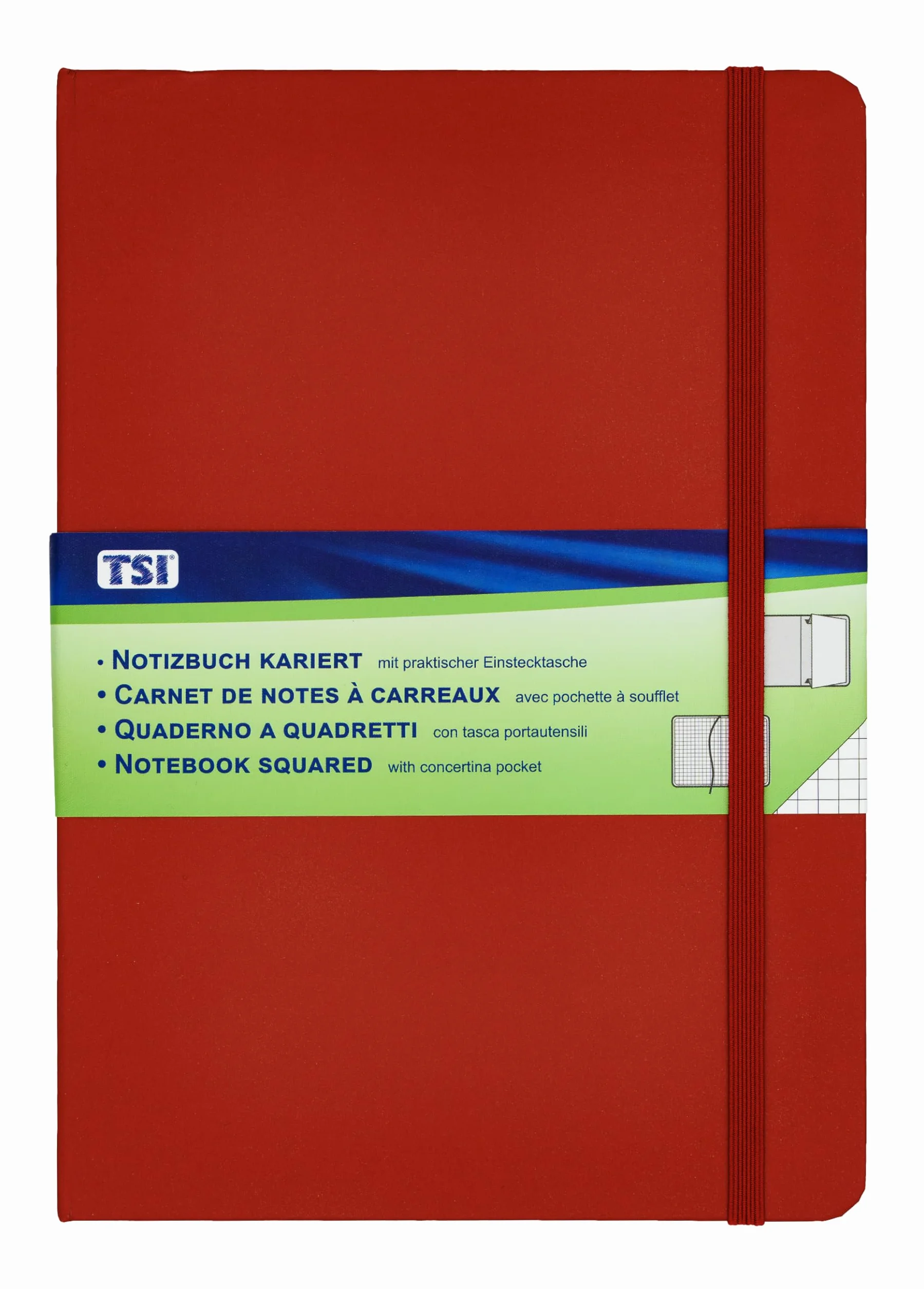 Taccuino A5 a Quadretti 192 Pagine con Tasca Interna Segnalibro Chiusura Elastica