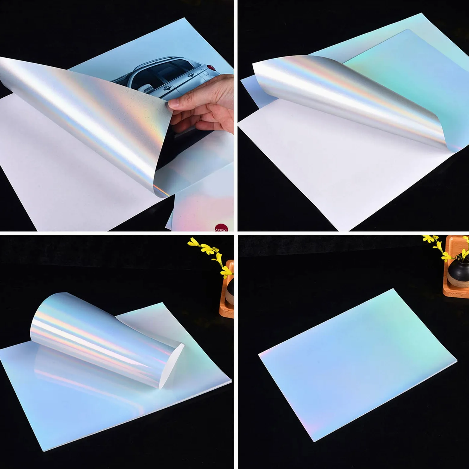 20Pcs A4 Arcobaleno Carta adesiva Stampabile Carta Adesiva Si Asciuga Rapidamente Impermeabile Adesivo per Stampa Trasparente Carta Adesiva per Stampante Lucida per Stampante Impermeabile Impermeabile
