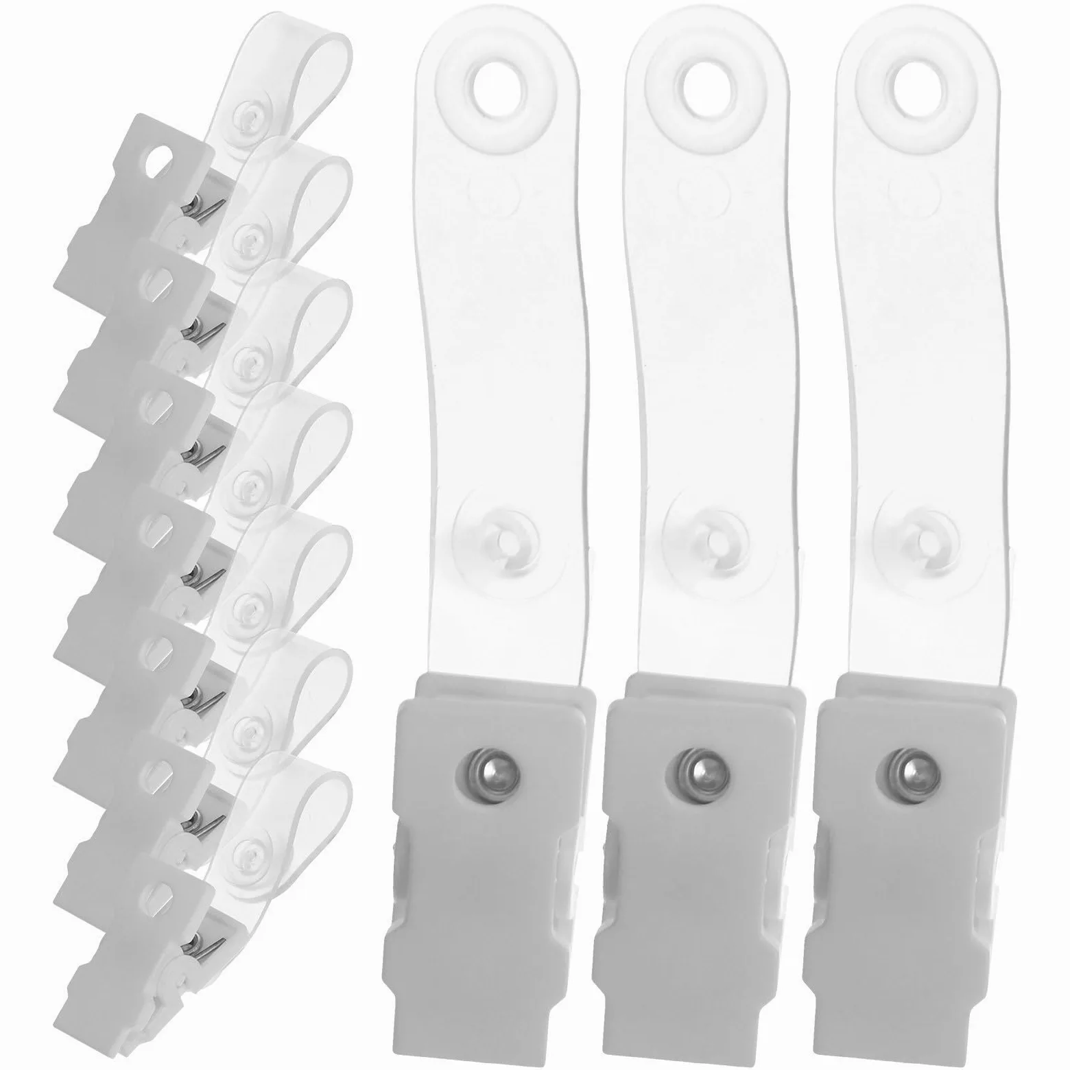 Ciieeo 100 Pezzi Clip Porta Badge in Plastica Trasparente, Piccola Clip per Carta D'identità con Cinghie, Porta Badge da Collo Tascabile per Ufficio e Lavoro