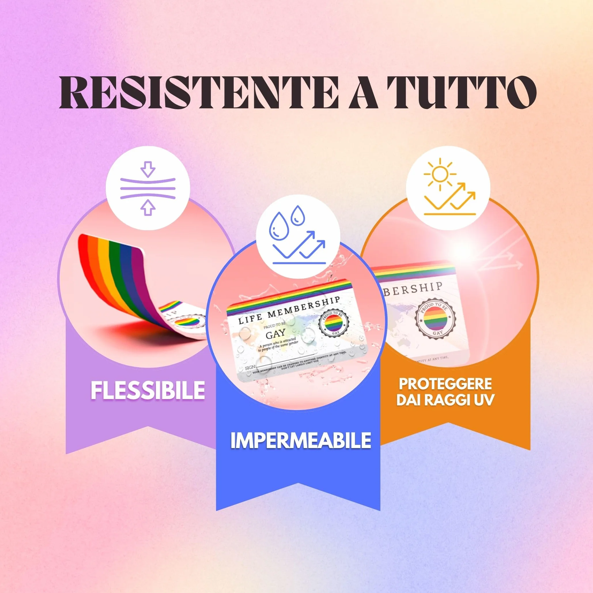 Tessera Orgoglio Gay, Accessori LGBTI, PVC, Regalo Inclusivo