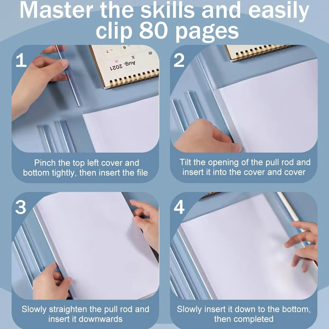 Plastica A4 Rapporto Copertina Cartella File Barra Scorrevole Copertine Rilegatura Clip Scuola Ufficio Blu