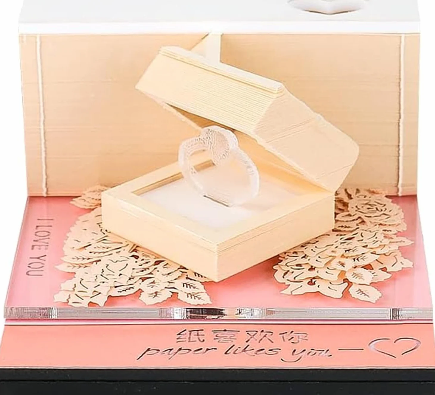 Blocco note autoadesivo 3D Blocco note con anello, 160 fogli Blocco note in carta artistica Blocco note 3D, Blocco note for bambini/amante/amici/moglie/regali for studenti (Anello) (Color : Ring, Si