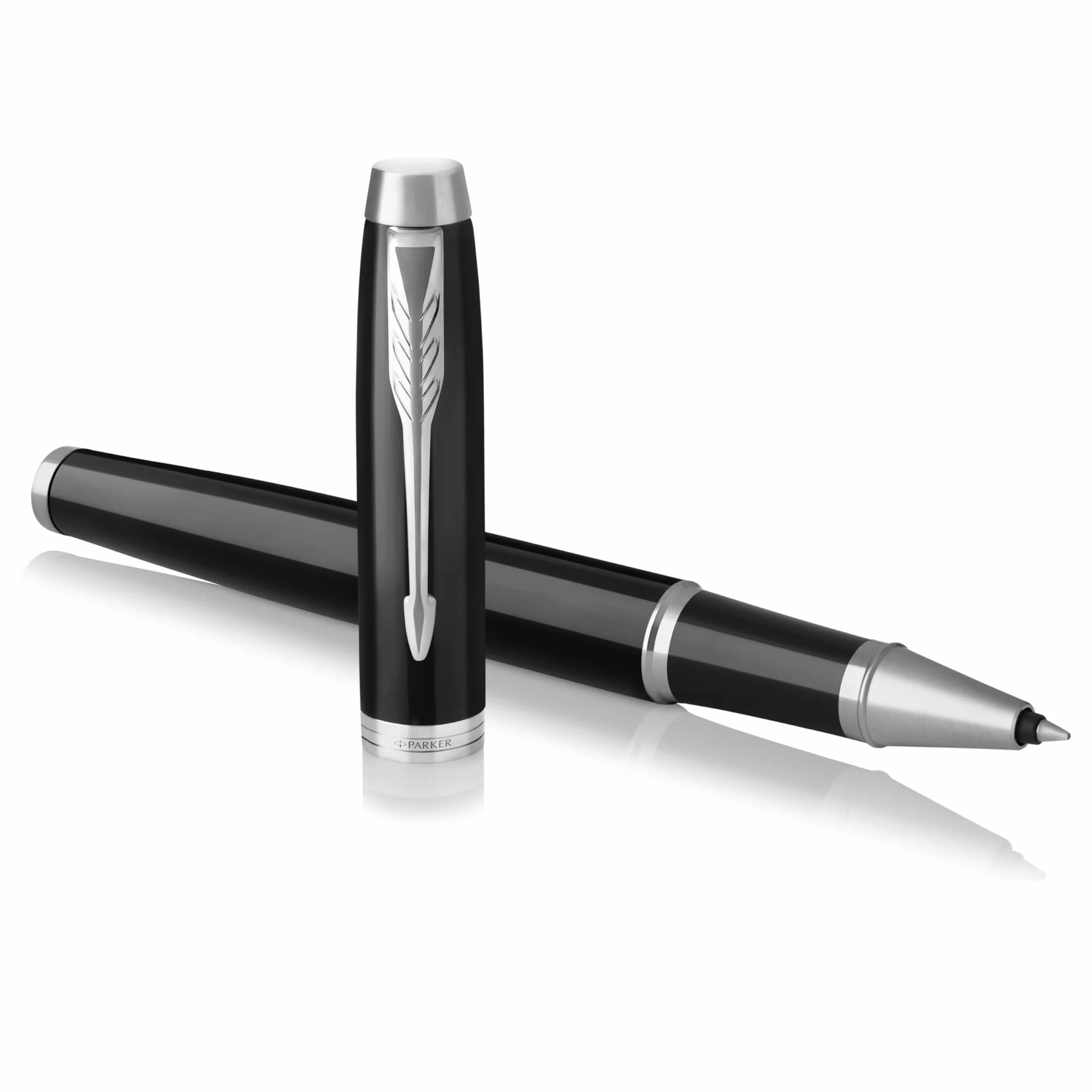 Parker IM Rollerball Pen Fine Point Black Ink Black Lacquer Chrome Trim