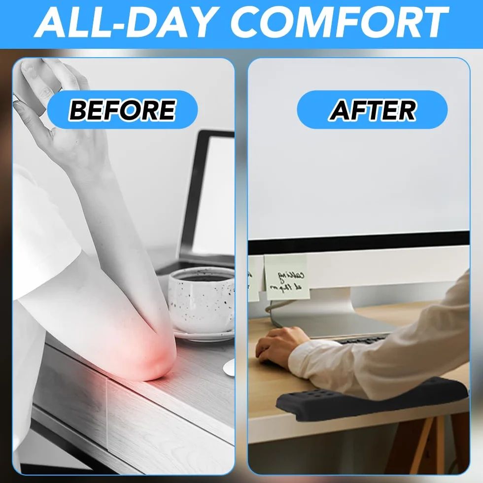 Gomitiere da scrivania a forma di L, 2 pezzi, poggiapolsi a forma di L, con tappetini ergonomici per mouse, gomiti in memory foam, supporto per palmo, polso e avambraccio, ufficio casa
