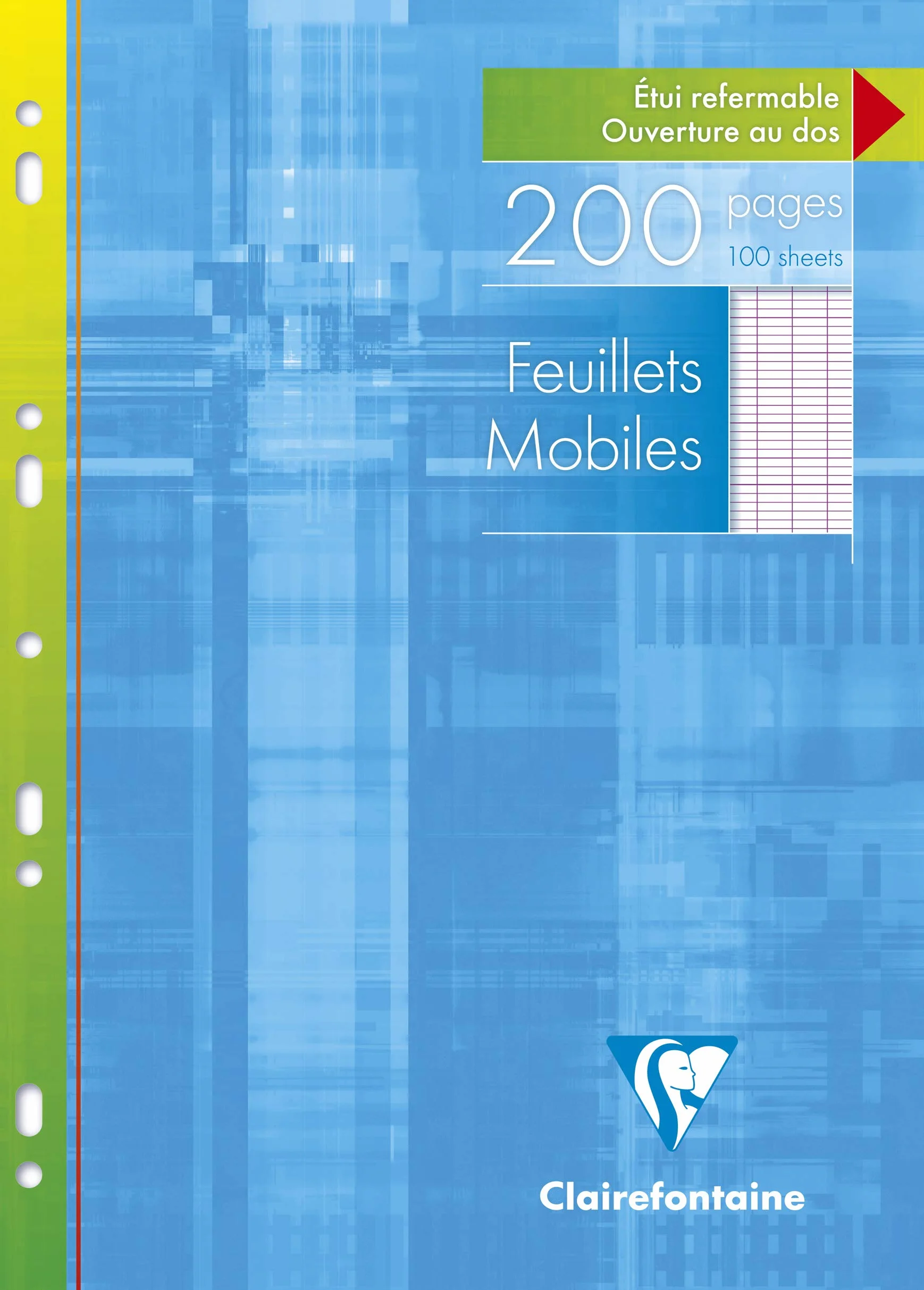 Clairefontaine 1751C Astuccio fogli mobili forati A4 21x29,7 cm 200 pagine quadretti grandi Carta 90 g Riutilizzabile