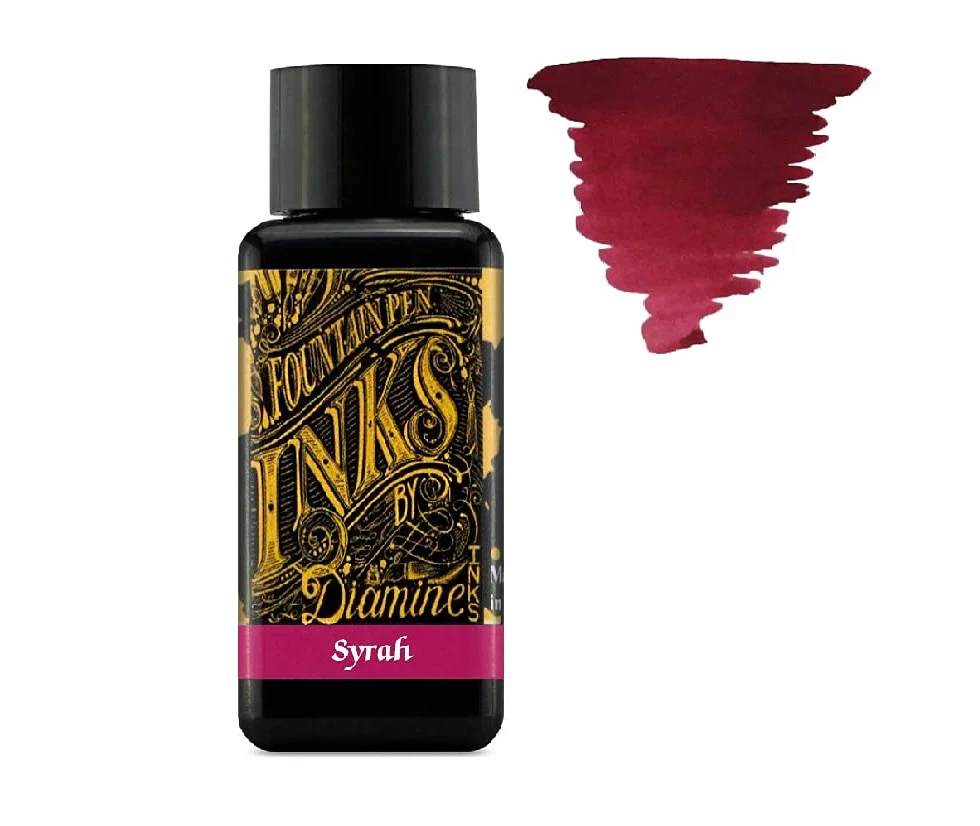 Diamine - Penna stilografica da 30 ml, ruota colorata, 6 bottiglie di rovere autunnale, Syrah, Macassar, Earl Grey, Aurora Borealis, Twilight