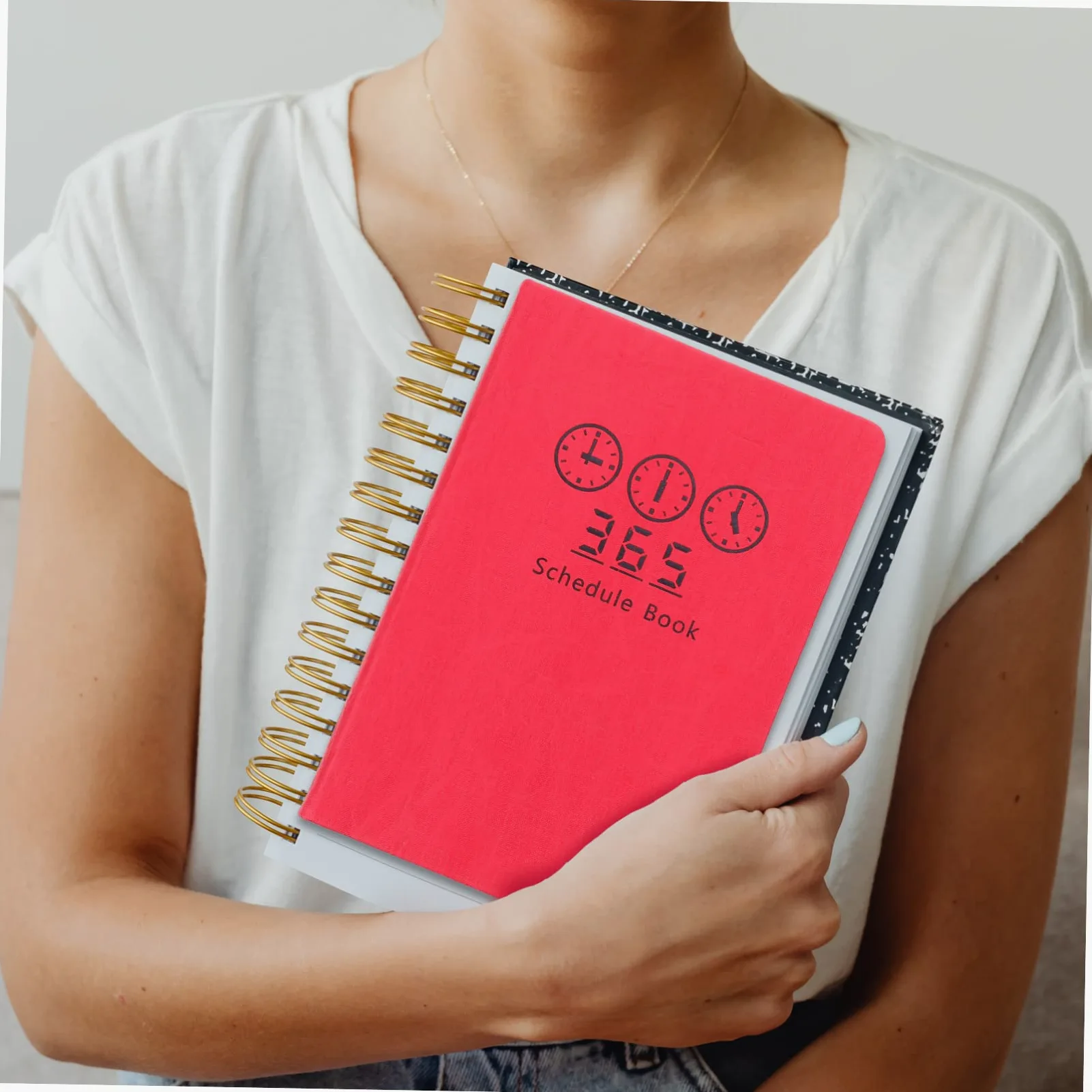 Agenda Giornaliera 2023 A5 in Carta, Diario Rosso 1 Pezzo | Disegno Semplice, Pagine Interne Delicate, Formato Compatto Facile da Riporre e Trasportare