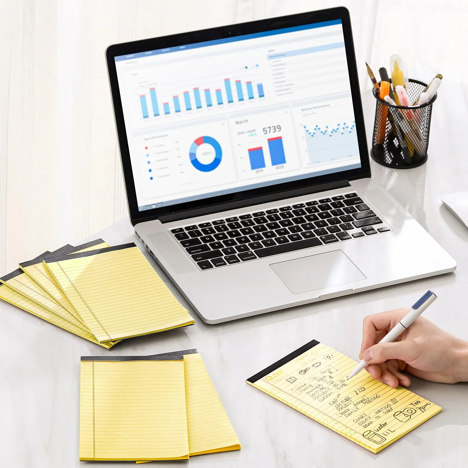 VITEVER Small Note Pads 5x8, 7 Pack Narrow Ruled Legal Pads, Perforated Lined Note Paper for Study Office