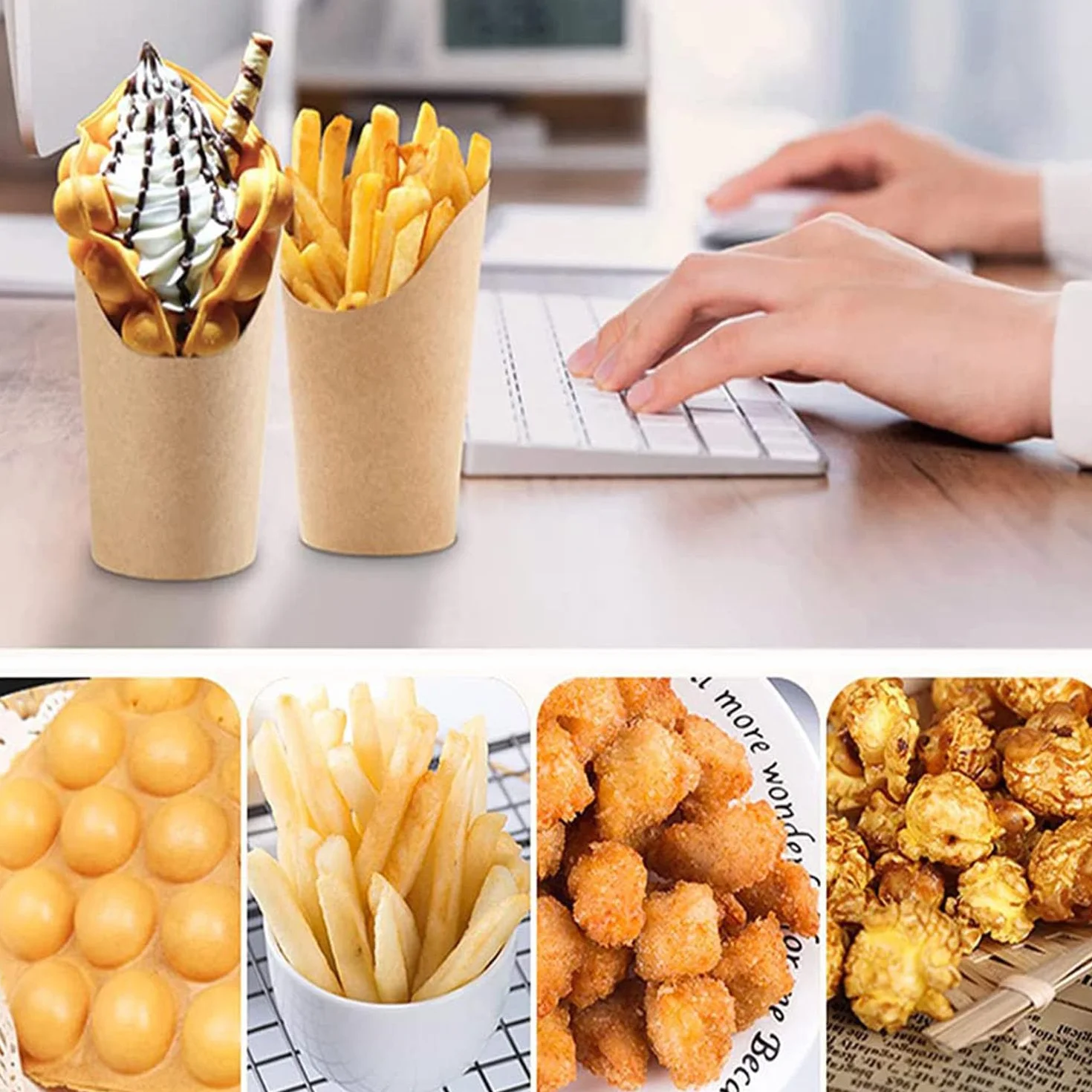 XYJJ 100 scatole di popcorn in carta kraft per feste, biscotti, patatine