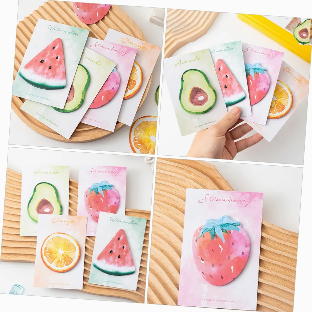 HOMSFOU 5 Pezzi 8 Note adesive a forma di frutta colorato divertente pastiglie adesivi per note multifunzione adesivi promemoria portatili blocchi note autoadesivi Carta