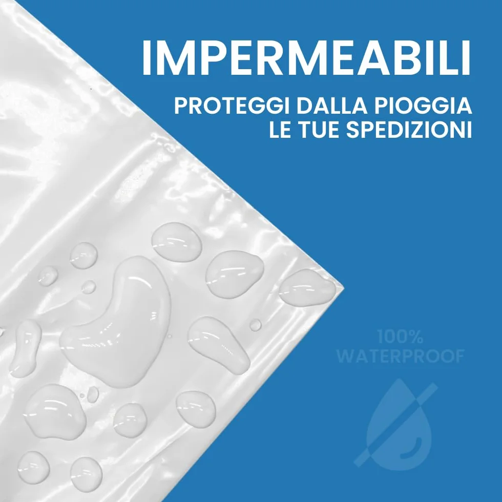 IMBALLAGGI 2000-100 Buste per Spedizioni 350x450+50mm COEX Impermeabile Antistrappo Anti Umidità Bianco Opaco