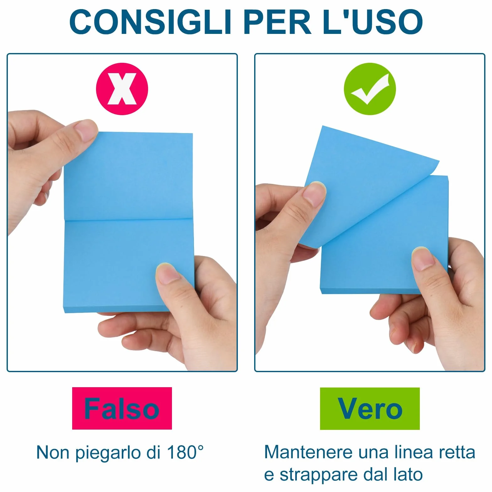 Blocchetti di Foglietti Adesivi Neon 76mm x 76mm, 80 Fogli per Blocco, Promemoria e Annotazione