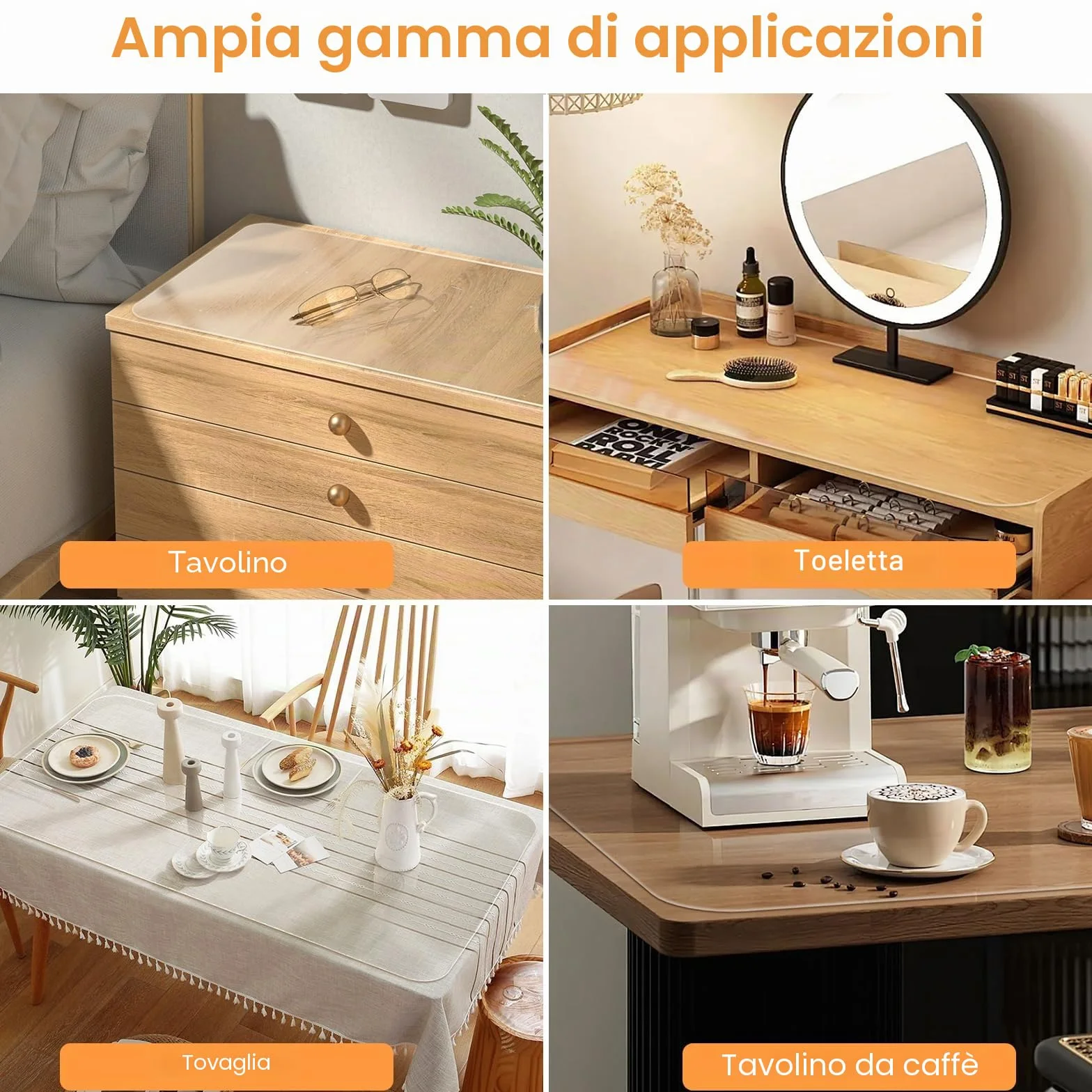 Sottomano da Scrivania Trasparente in PVC 120x60cm Tappetino Antiscivolo Impermeabile Anti-graffio