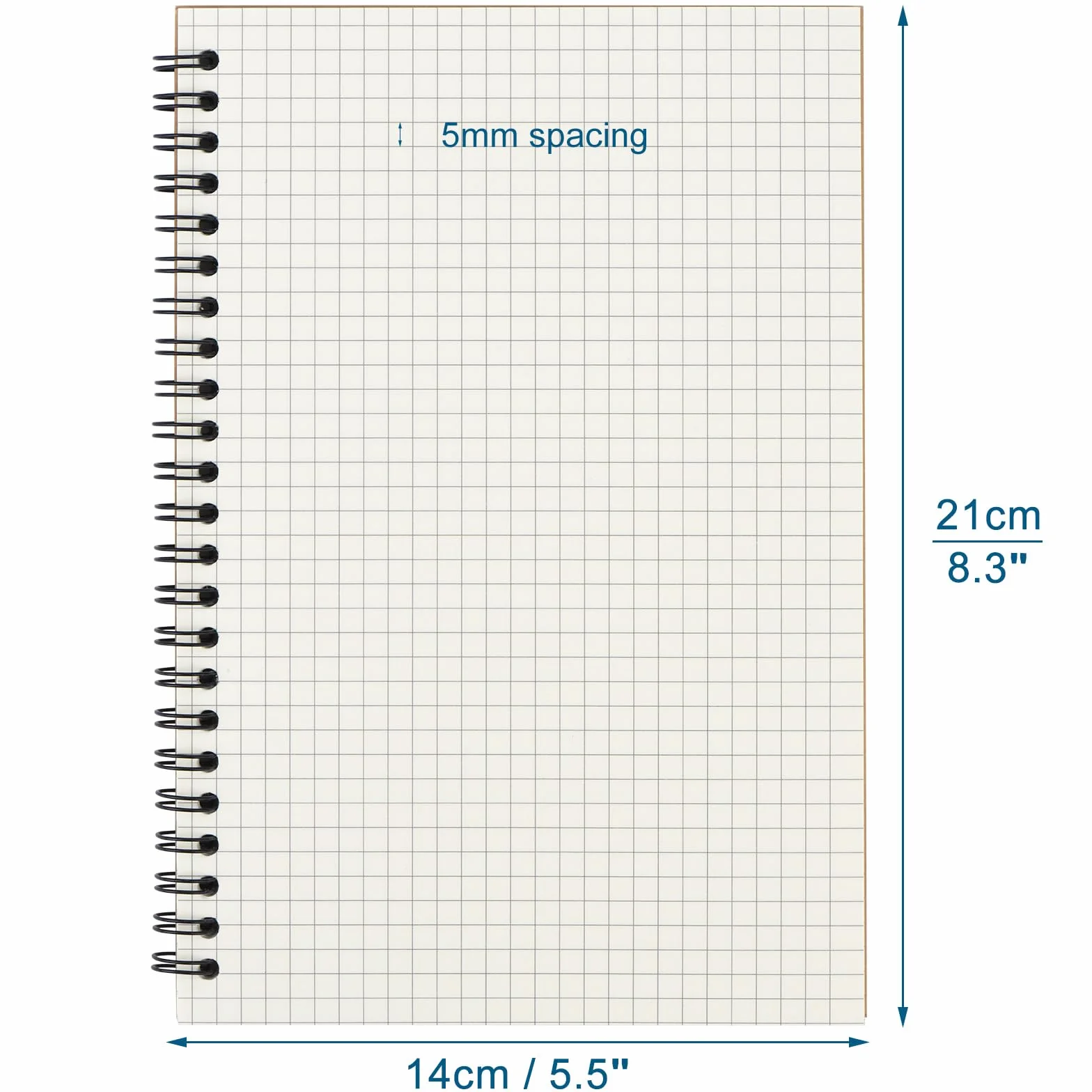 Quaderno Appunti a Spirale A5 a Quadretti, Confezione da 6 Quaderni, 60 Fogli/120 Pagine, Carta 21x14 cm