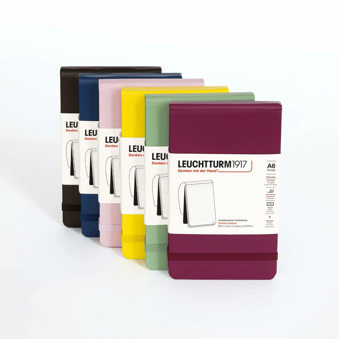 LEUCHTTURM1917 Blocco note Pocket A6 Copertina rigida 184 pagine numerate Puntini Port Red