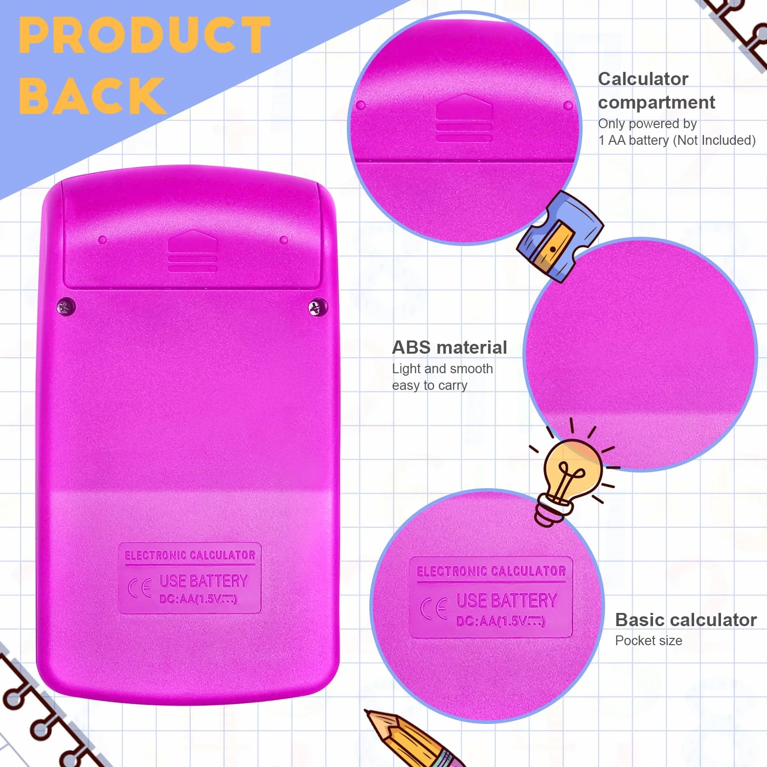 Confezione da 24 mini calcolatrici tascabili per studenti ad angolo portatile, display a 8 cifre, batteria solare, doppia alimentazione, piccola calcolatrice per studenti, bambini, casa, ufficio (12