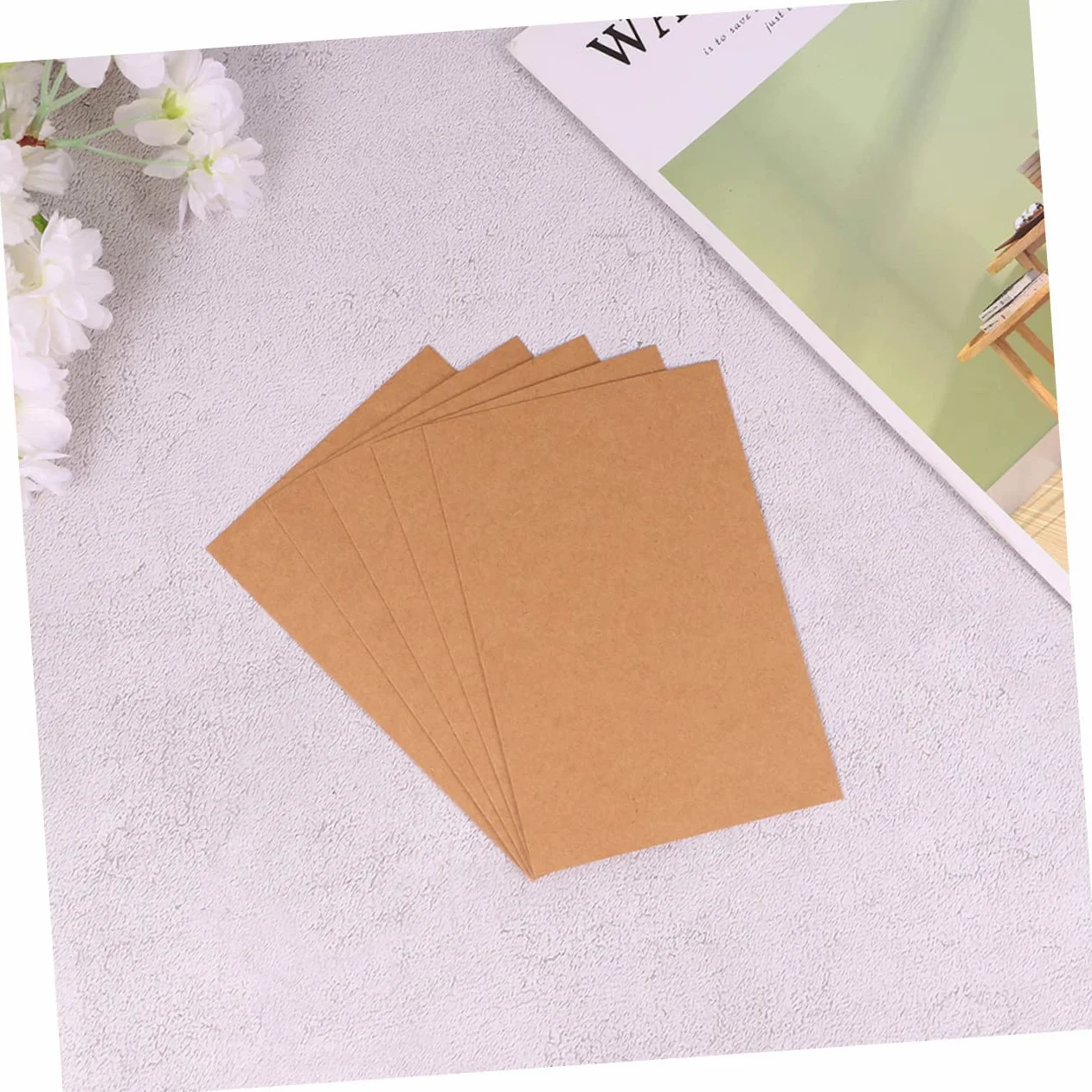 Biglietti di Auguri Vuoti in Carta Kraft 200 Pezzi Stile Classico | Cartoline Bianche per Scrittura Liscia su Superficie Piana, Formato DIY per Messaggi e Lettura