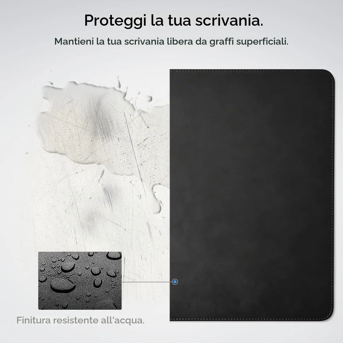 Spigen Tappetino Scrivania in Pelle PU Vegana Velo con Magnete Integrato per Organizzazione Cavi, Sottomano Antiscivolo in Gomma, Tappeto Impermeabile - Nero