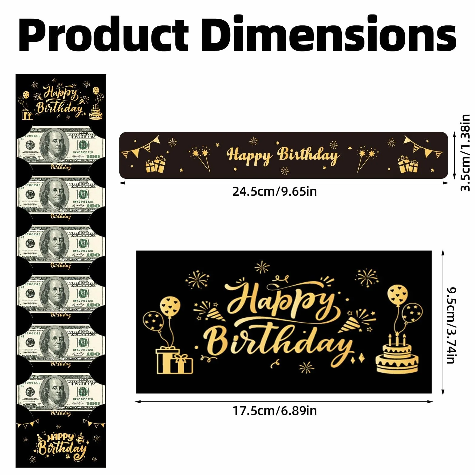 Porta Soldi per Compleanno Oro Nero 6 Scomparti Uomini Donne Bambini Regalo Creativo