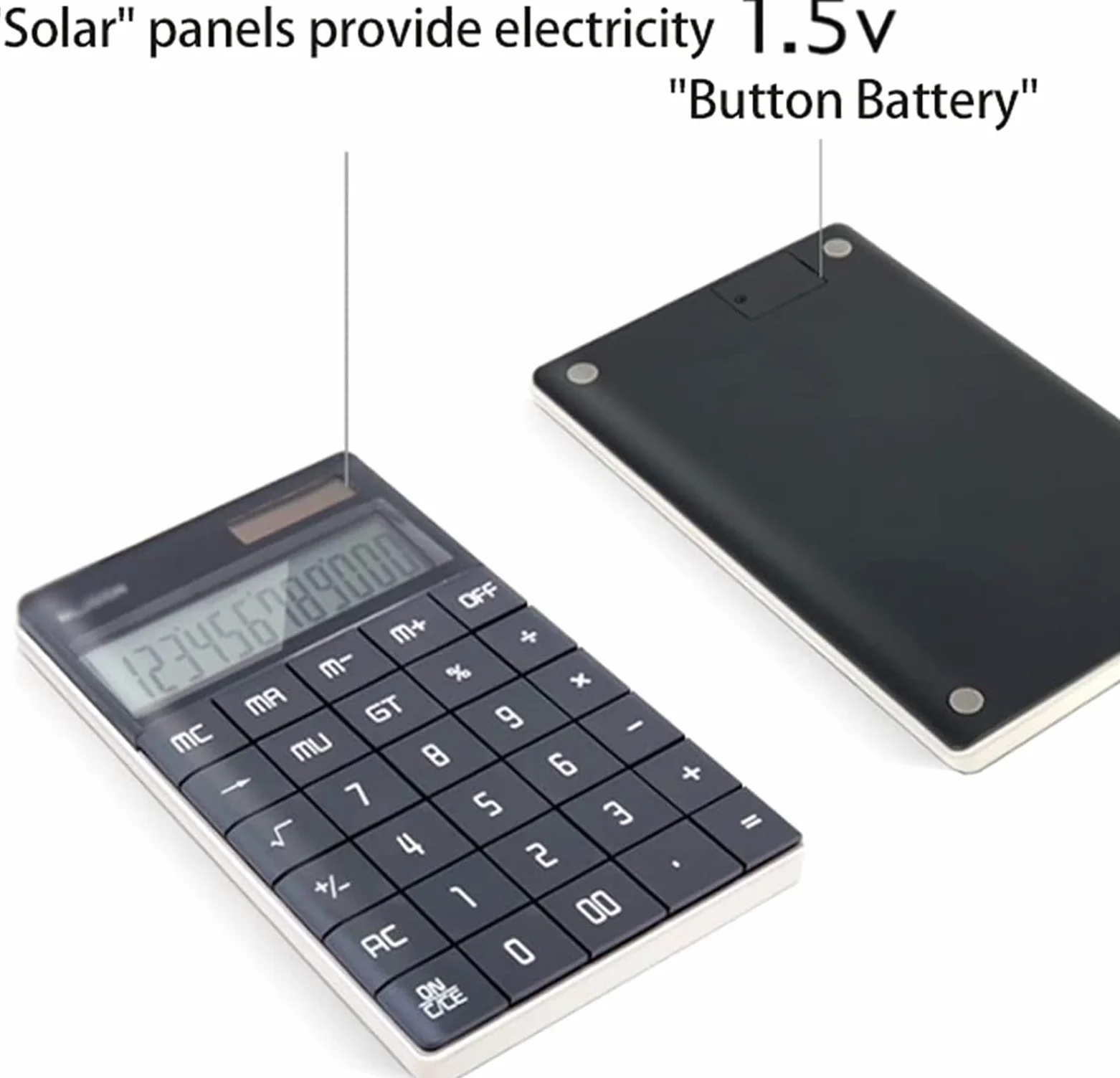 Calcolatrice per Ufficio Calcolatrice Elettronica con Display A 12 Cifre, Funzione Standard, Alimentata A Energia Solare E A Batteria A Bottone Scuola(Blue)