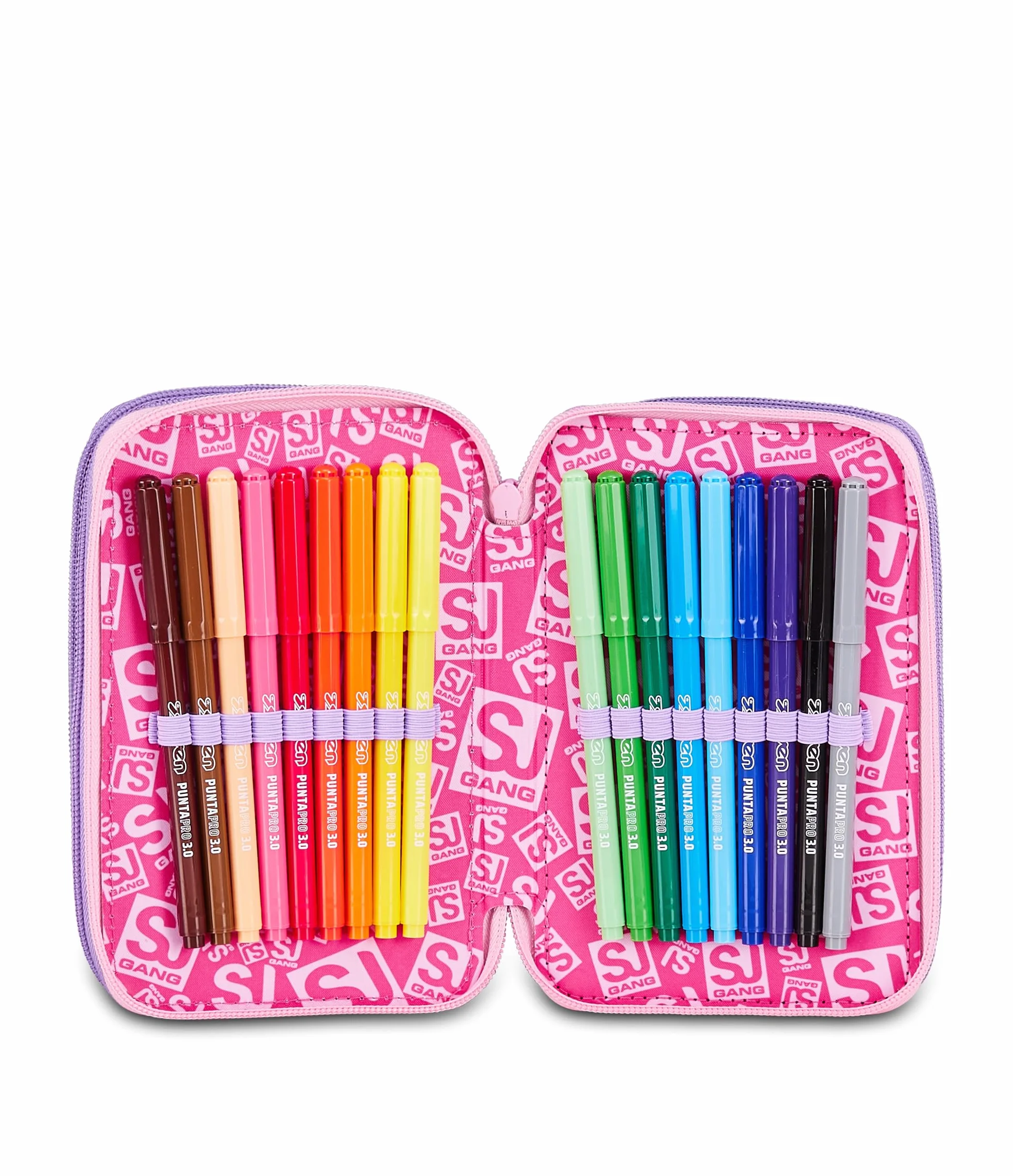 SJ GANG STYLE JAM GANG Astuccio Scuola 3 Zip 3D PIXIE UNICORN, Rosa, Triplo Scomparto, Scocca con unicorno in rilievo, Portapenne Attrezzato, 45 pezzi, Accessori Zaino, Scuola elementare, Bambina