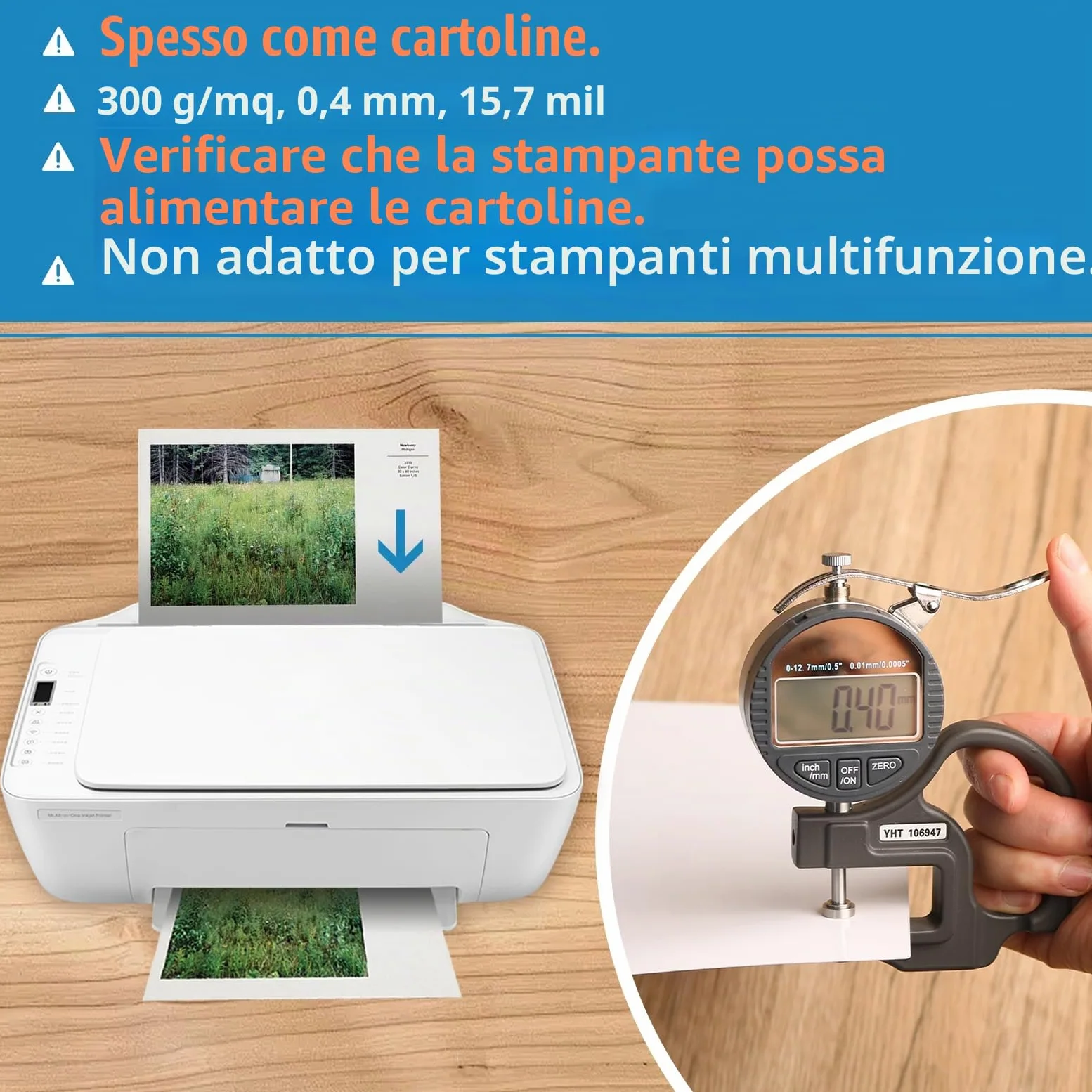 A4 300gsm Carta Fotografica Spessa da - 100 Fogli con Superficie Lucida per Stampe di Foto, Biglietti di Auguri, Cartoline