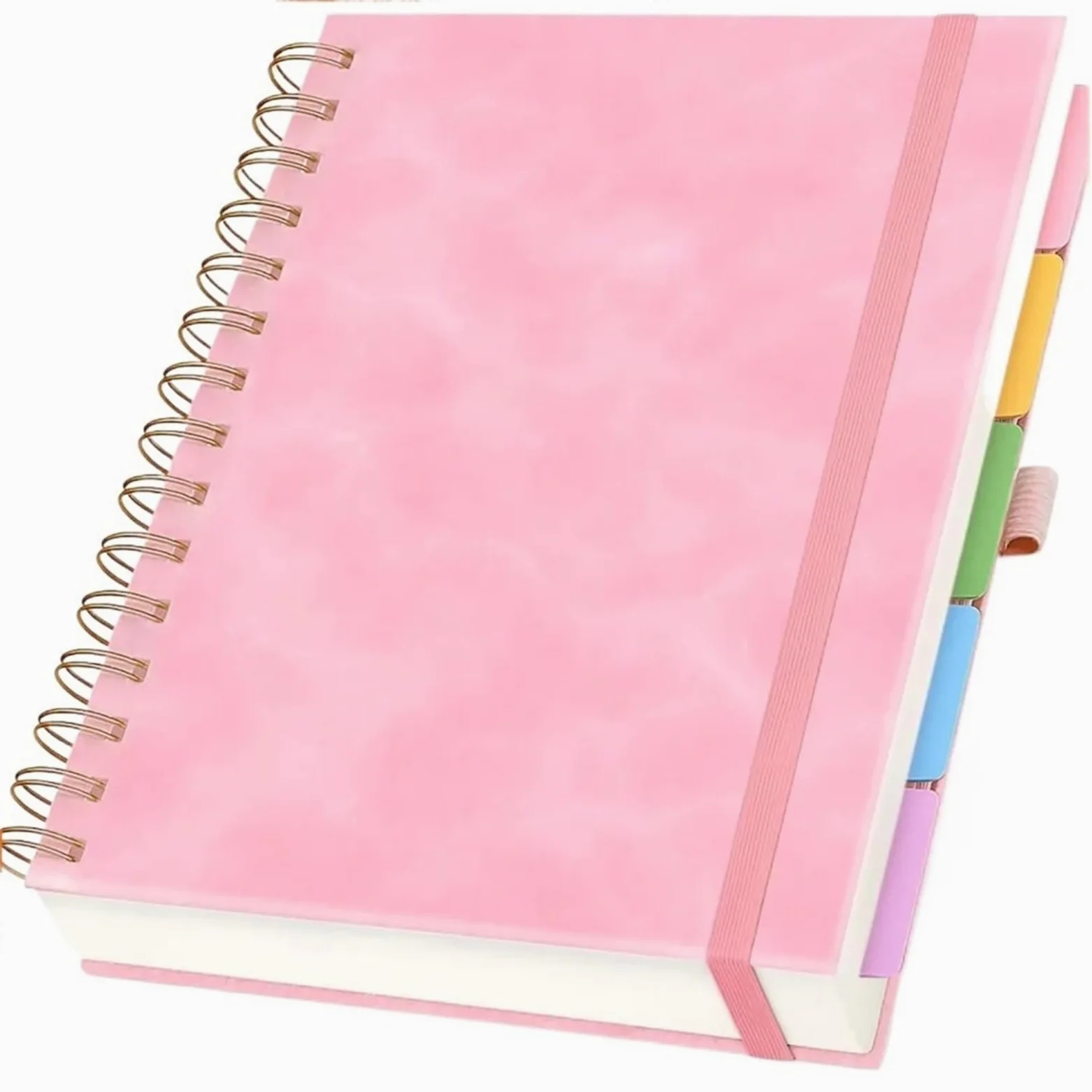 Taccuino foderato in pelle con copertina rigida 8x10. | 300 pagine, 5 soggetti, divisori rimovibili, rosa