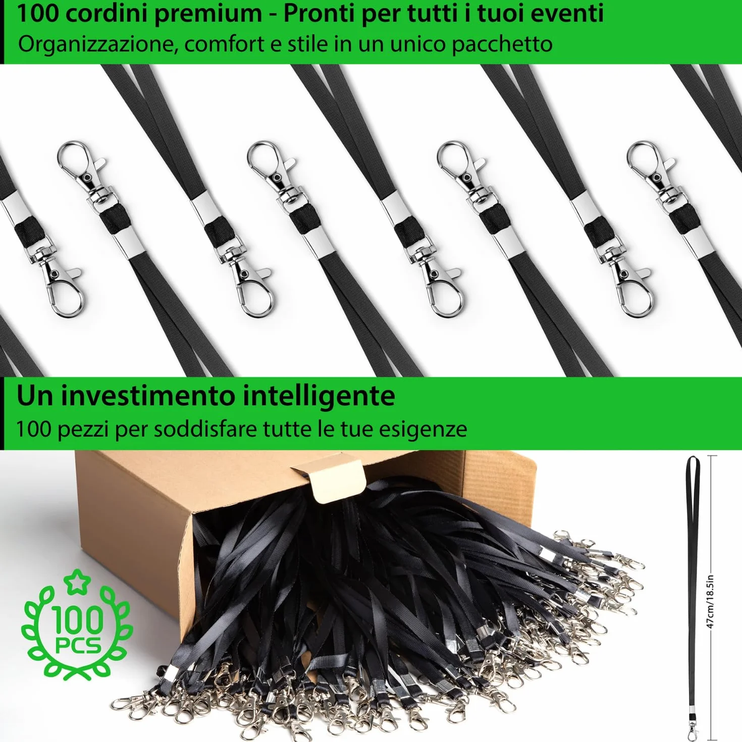Laccetti Porta Badge Nero x100 Lanyard Clip Card Holder Id Keychain