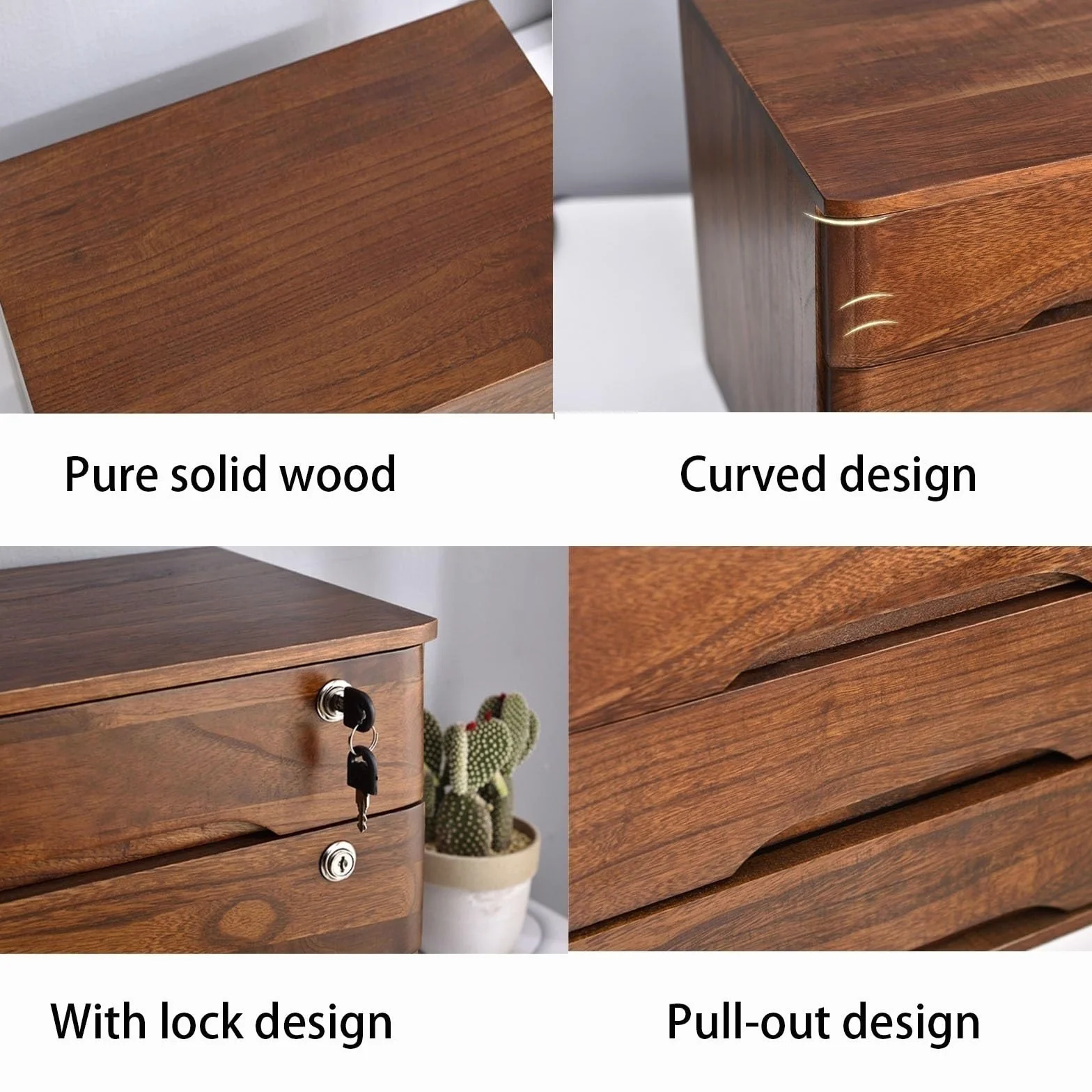 Cassettiera rustica in legno massello con serratura multi-cassetto armadio da ufficio (1 2 3 o 4 cassetti) per casa, scuola e ufficio forniture - elegante soluzione nization