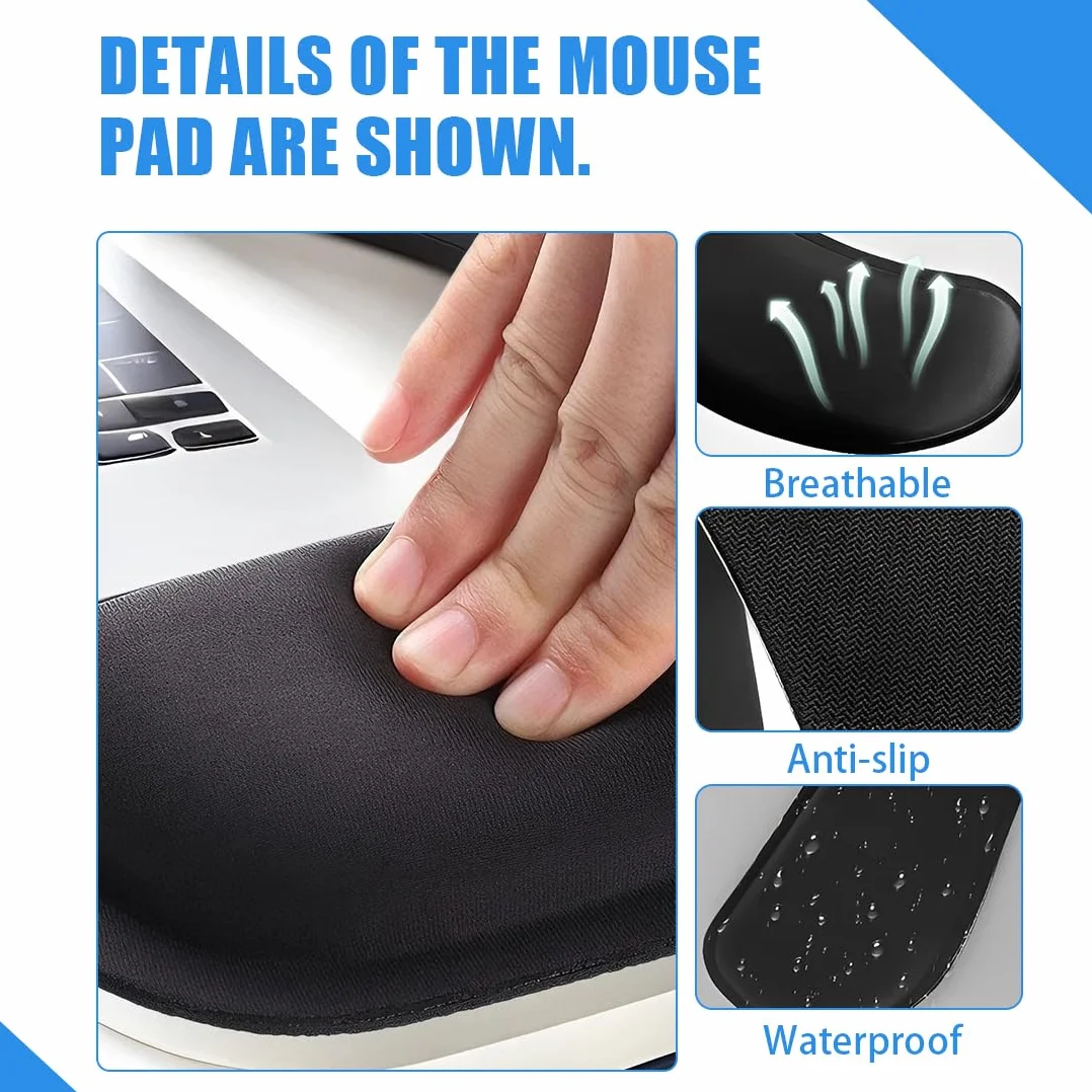 Ergonomic Wrist Rest with Anti-Slip for Keyboard and Numeric Keypad, Comfortable Typing Support