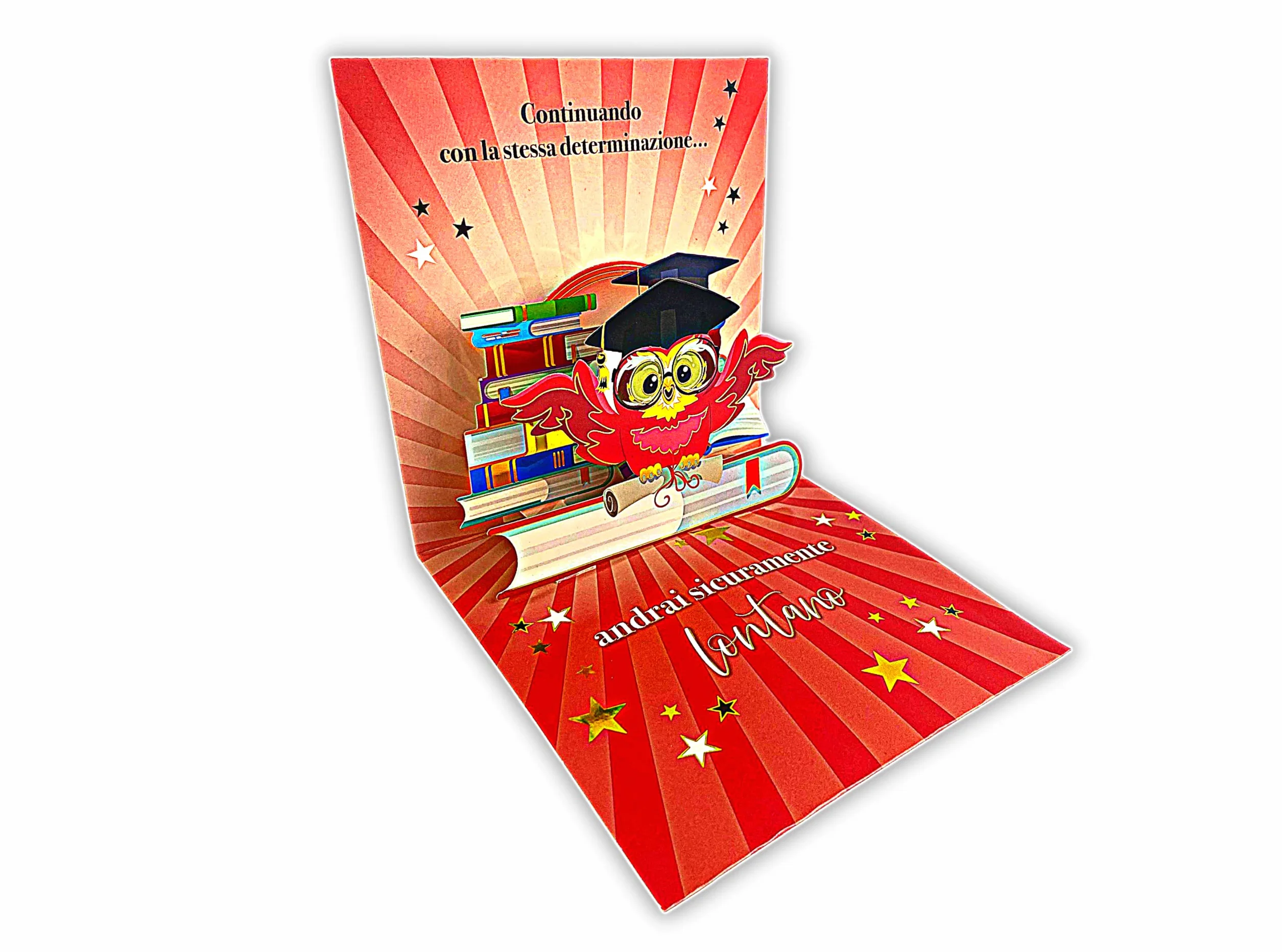 Biglietto Gadget Laurea Divertenti Pop Up con Gufo 15,3 x 15,3 cm Regalo Ingegnere Infermieristica Avvocato