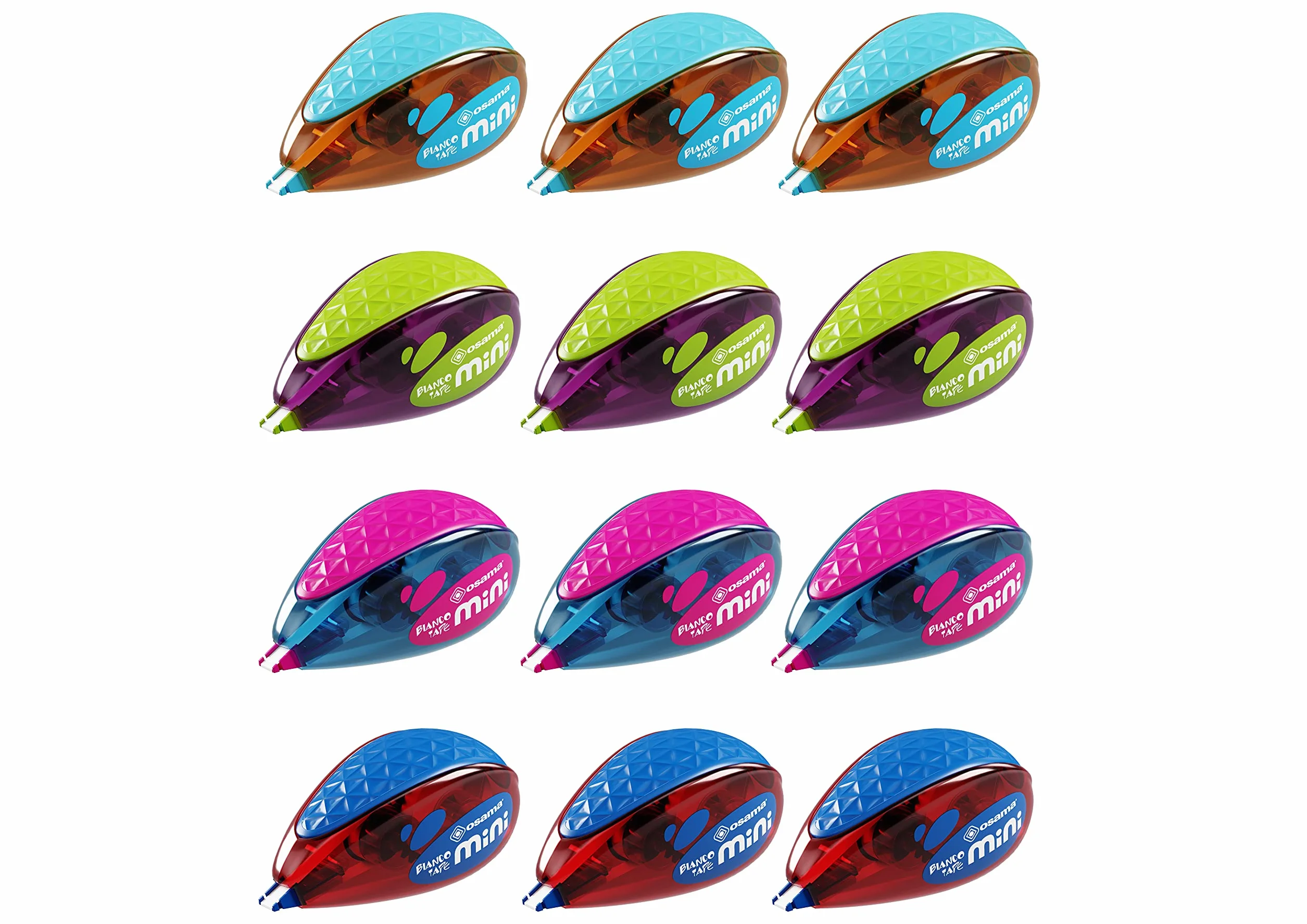 OSAMA BECOLOR BIANCOTAPE, Correttore a nastro 8 metri - espositore da 12 pezzi colori assortiti