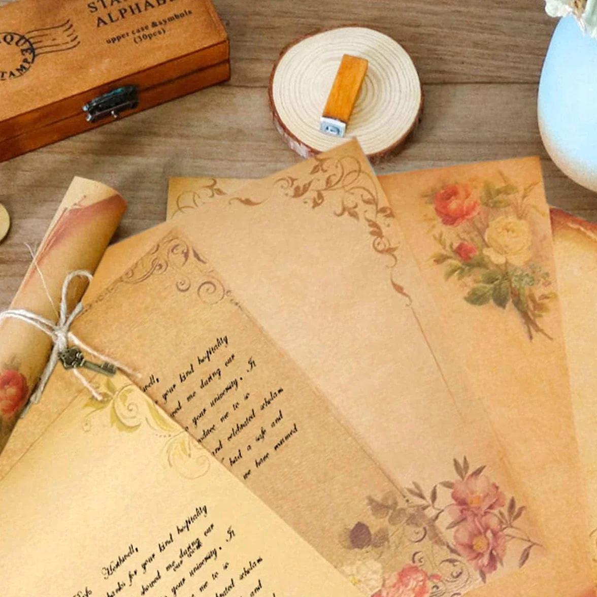 Set di carta kraft vintage 6 buste carta da lettere a righe inviti nozze biglietti auguri