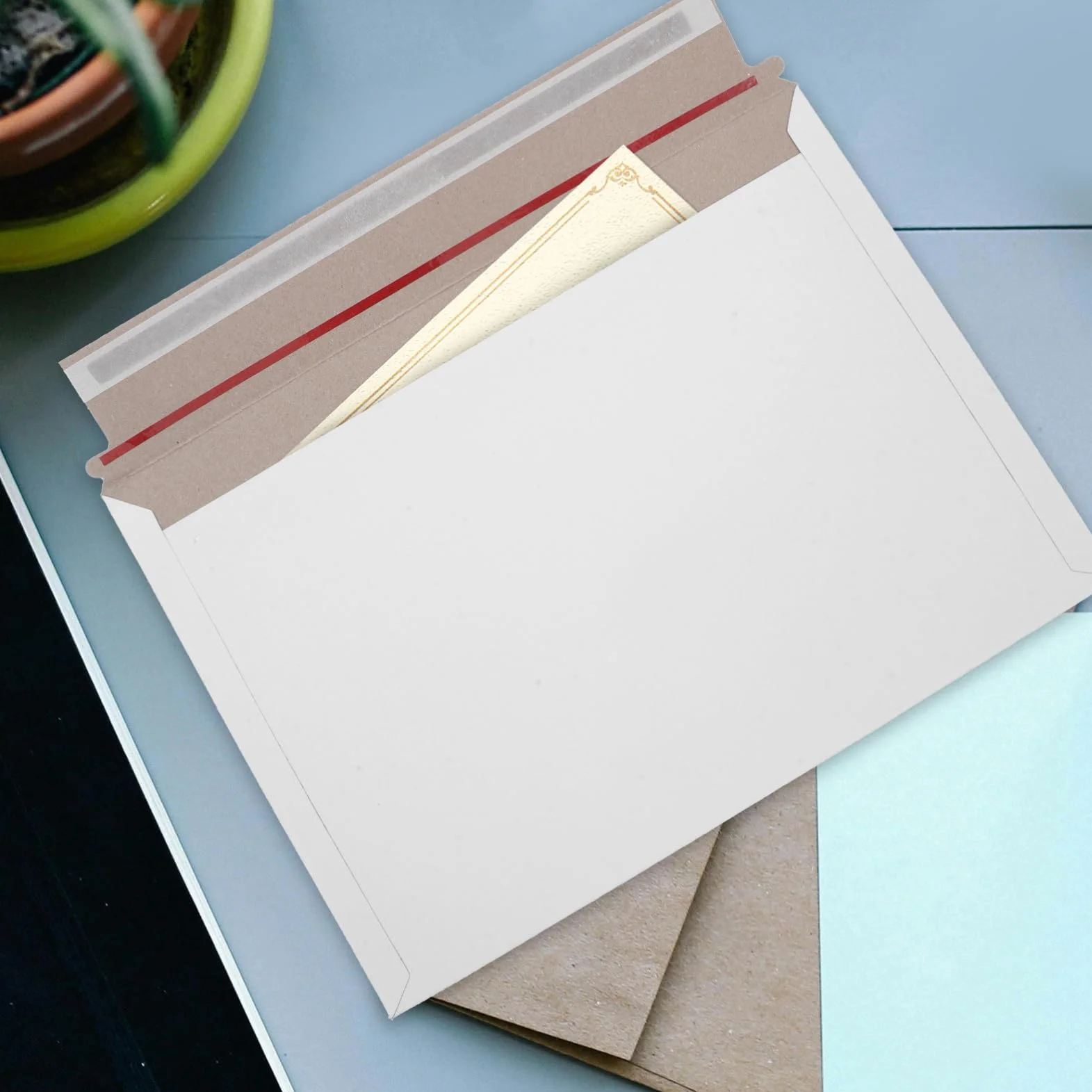 Buste Adesive Portadocumenti in Carta Bianca, Riutilizzabili e Riciclabili, 40 Pezzi, per Spedizioni e Conservazione Documenti
