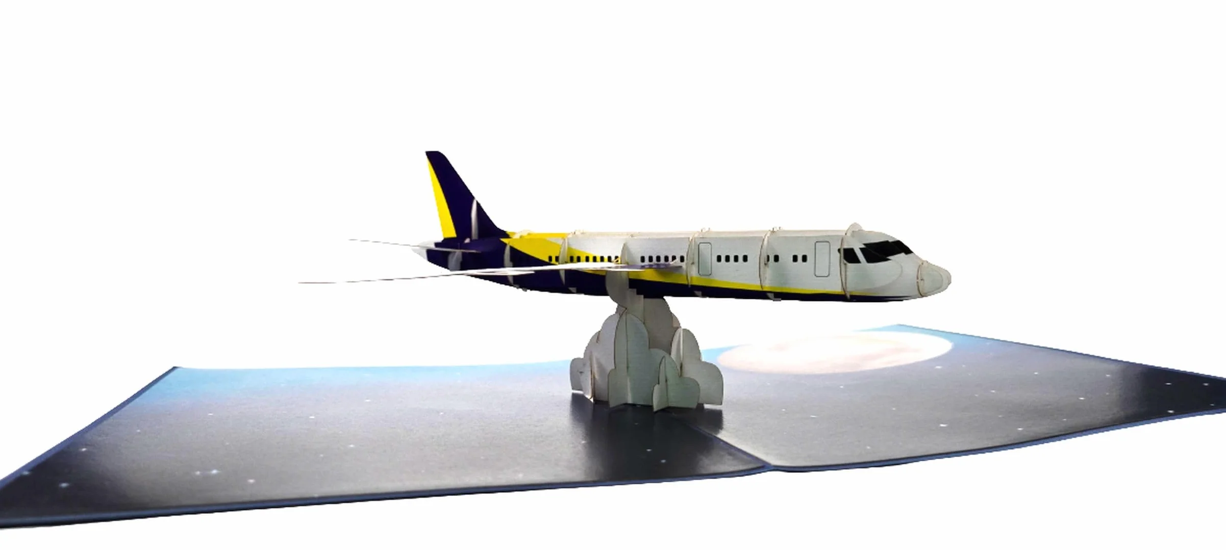 Biglietto pop-up 3D aereo pieghevole fatto a mano per piloti appassionati viaggiatori