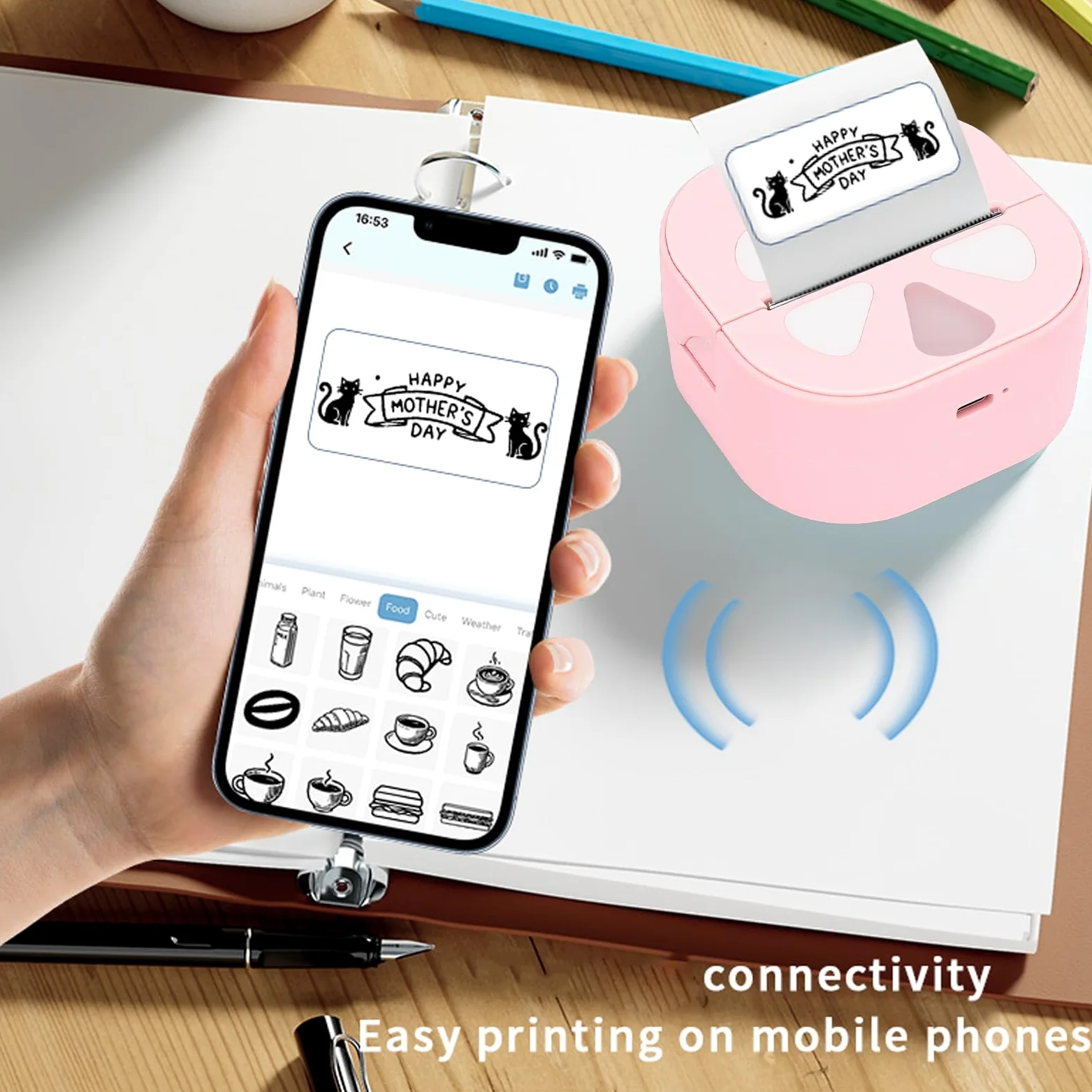 Mini Stampante per Adesivi, Etichettatrice Termica Portatile con App di Stampa, per Casa, Ufficio, Scuola, Regalo di Natale, Bambini e Donne