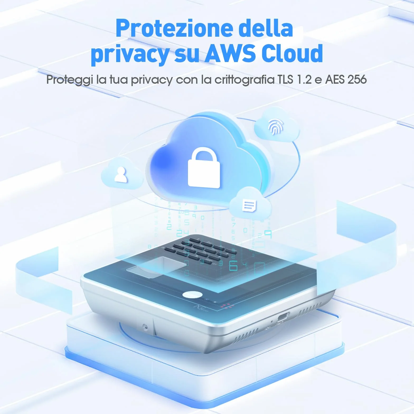 NGTeco Cloud Rilevazione Presenze Italiano TC1,timbracartellini con funzionalità di riconoscimento delle impronte digitali, riconoscimento facciale, RFID e PIN,con software di gestione remota