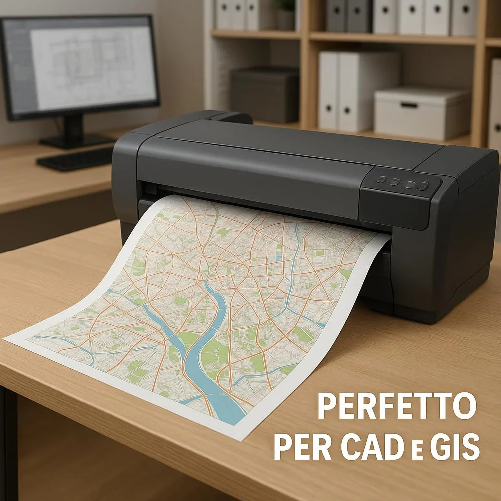 Carta Plotter 61cm x 50m 90g/m² Bianca Professionale Rotolo 4 Pezzi Foro 50mm Ø 96mm