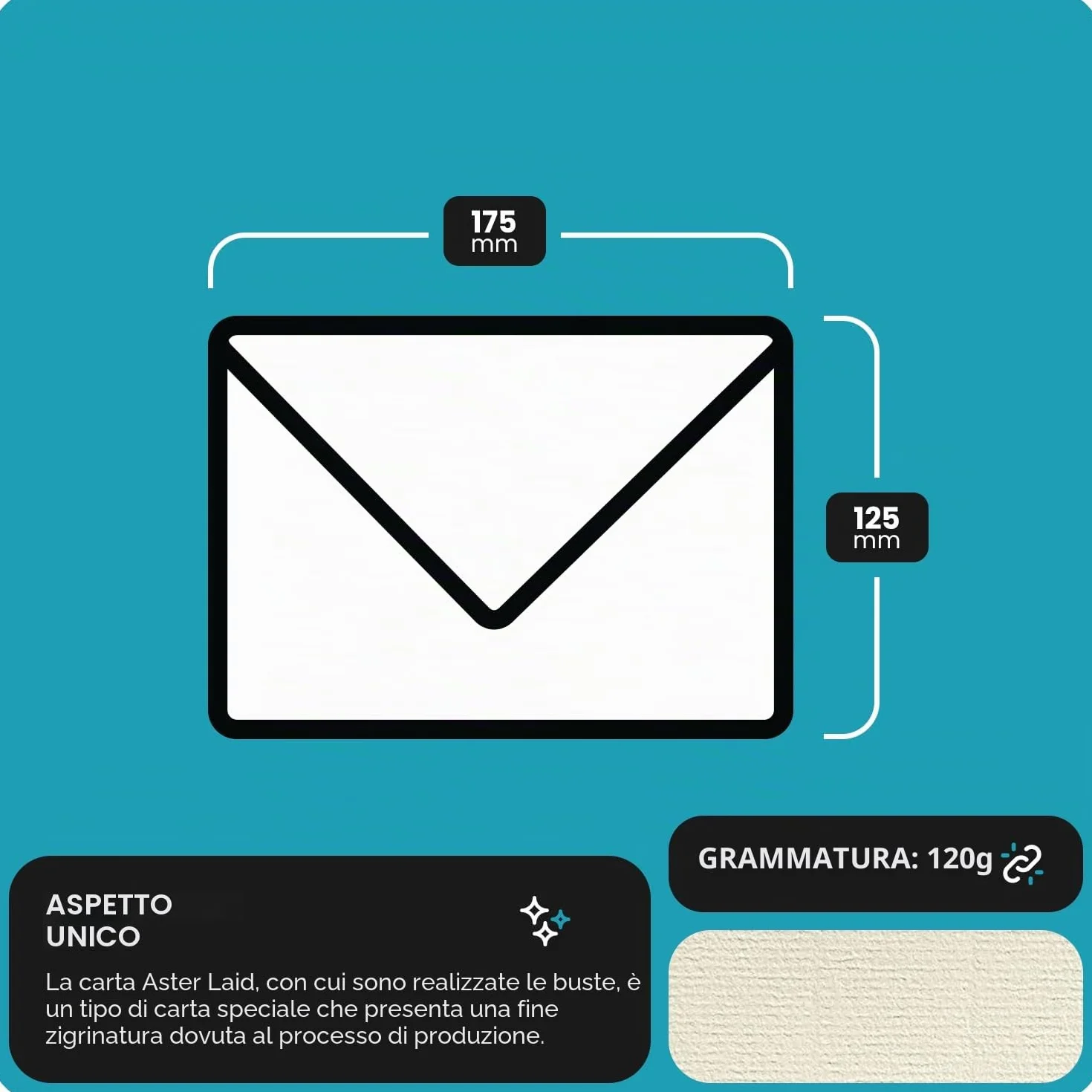Buste Lettera A4 Netuno 100 Avorio Formato B6 12,5x17,5 cm 120g Aster Laid Ivory Carta Vergata con Filigrana
