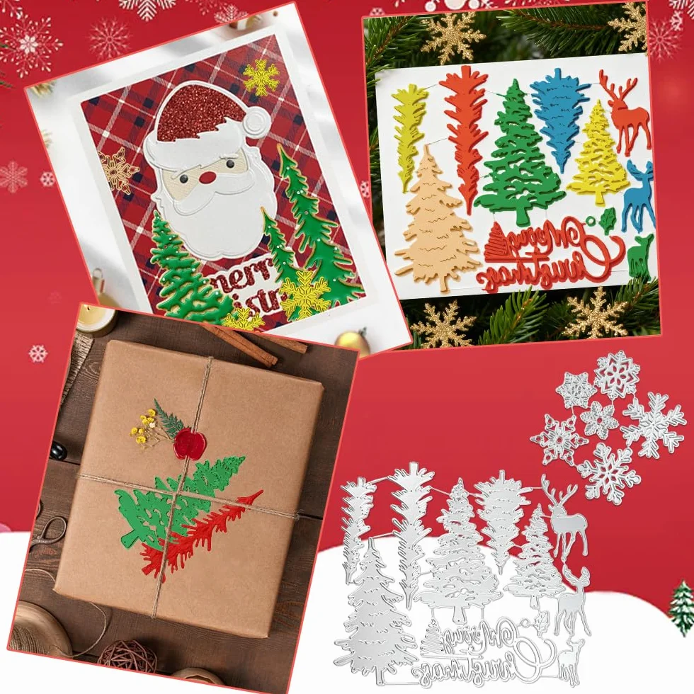 Fustelle Natalizie a Forma di Albero di Natale e Fiocco di Neve, Fustelle in Metallo 3D per Scrapbooking