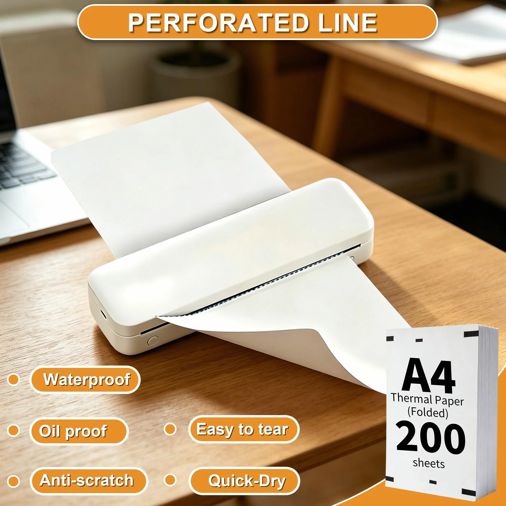 Carta Termica A4 (200 Fogli) Senza BPA per Stampanti Termiche