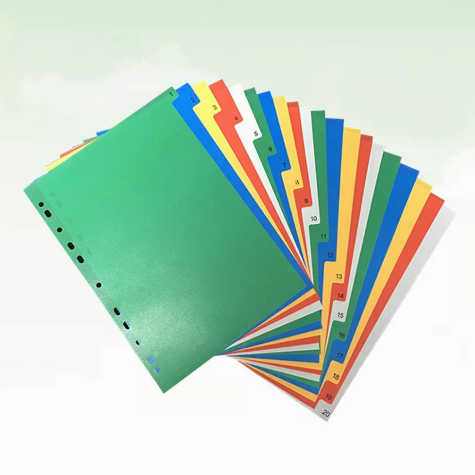 NUOBESTY 40Pcs A4 Divisori per Indice Raccoglitore Pagina di Indice Inseribile Schede per Raccoglitori Colorati per Agenda Notebook Diario di Viaggio