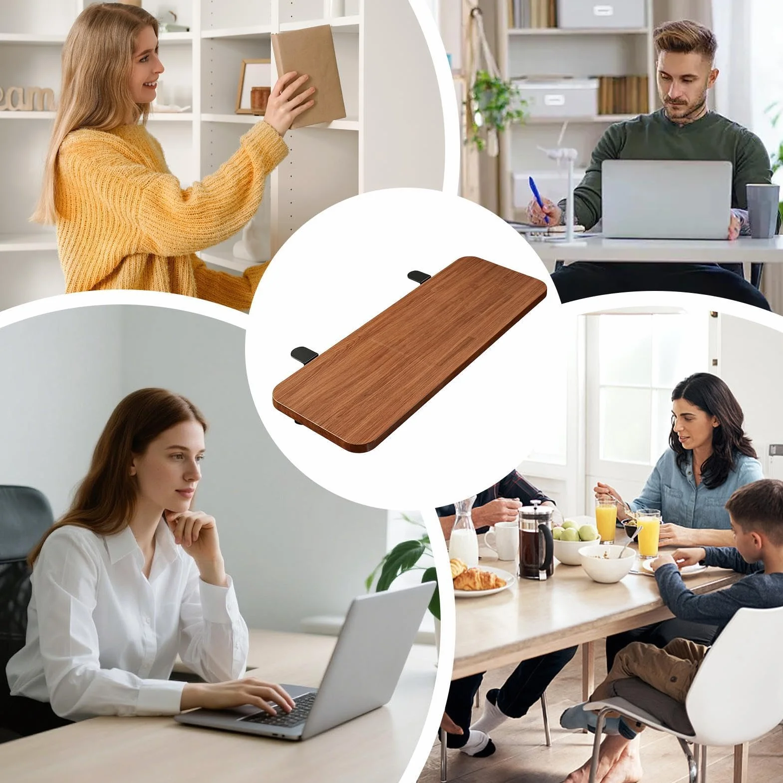 Prolunga Da Scrivania - Poggiapolsi Da Tavolo Pieghevole | Ripiano Estensione Desktop | 50x20x1.2cm Legno Acciaio 1520g 25kg Carico Nessuna Perforazione 90 ° Pieghevole Per Donne Uomini Professionisti