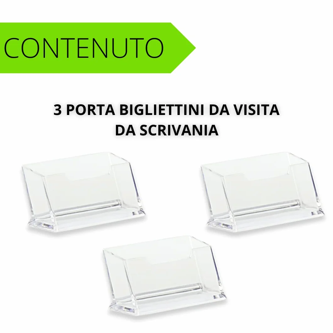 Portabiglietti da visita da scrivania in Acrilico trasparente, Pack da 3, espositore