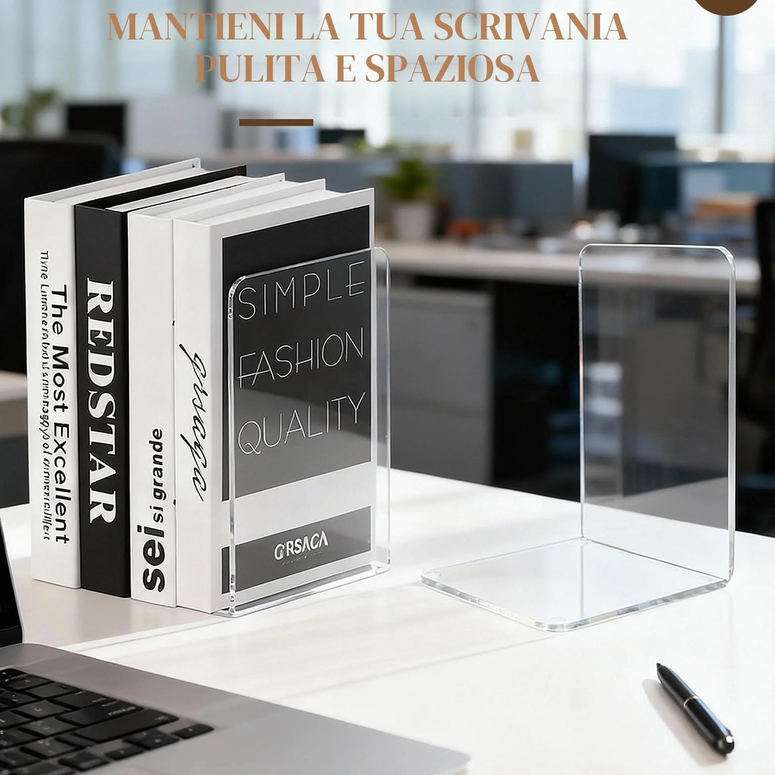 Fermalibri in Acrilico Trasparente 6 Pezzi con Tappetini Antiscivolo, Spessore 3 mm, 10x10x13 cm per Libreria