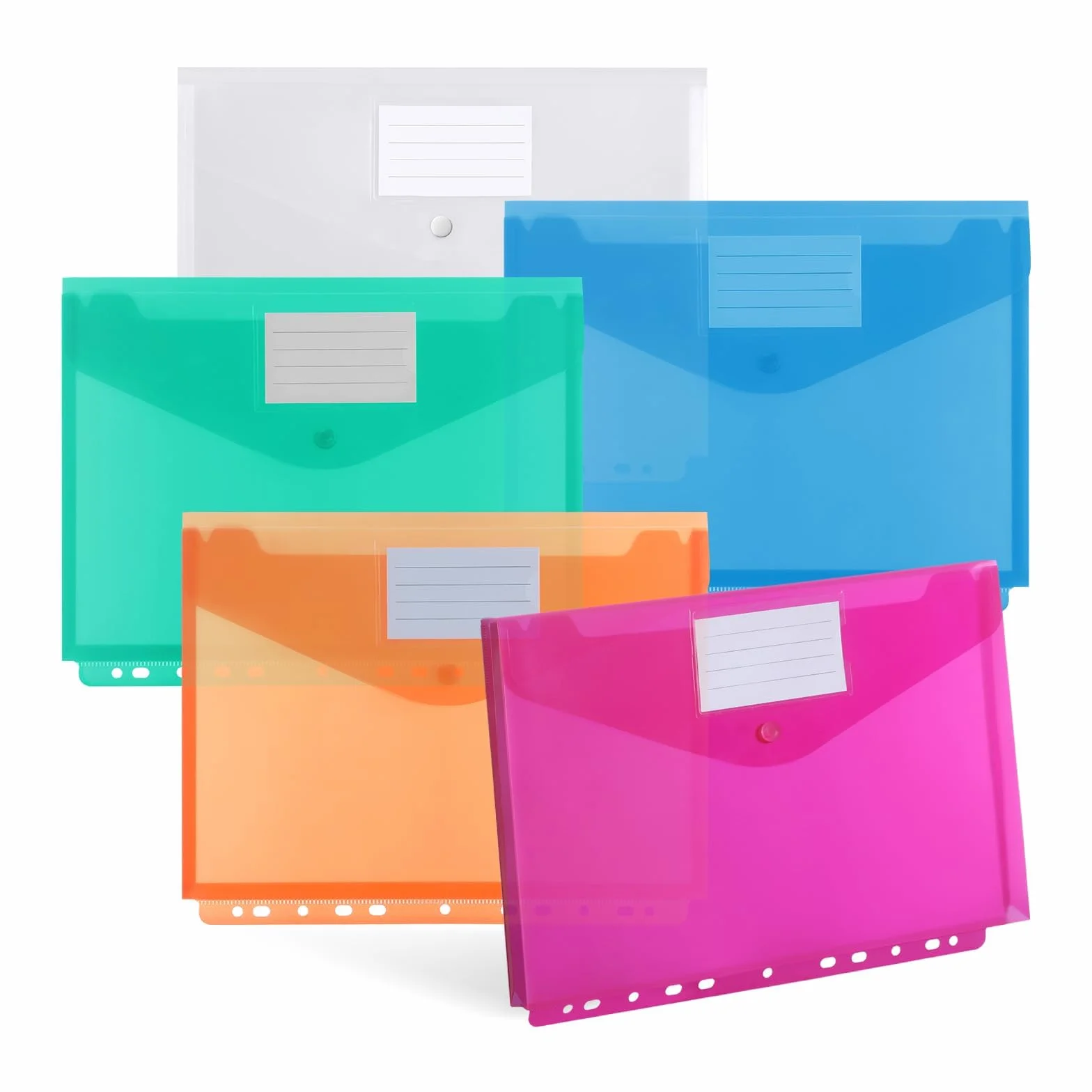 Document Wallet A4 Filing - Confezione da 20 cartelle portadocumenti A4 con 11 fori and Label Pocket - Custodia impermeabile per l'organizzazione dei documenti (tridimensionale)