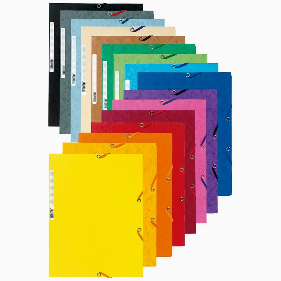 Cartellina con elastico - cartoncino lustrè - 3 lembi - 24x32 cm - mix 10 colori - Exacompta