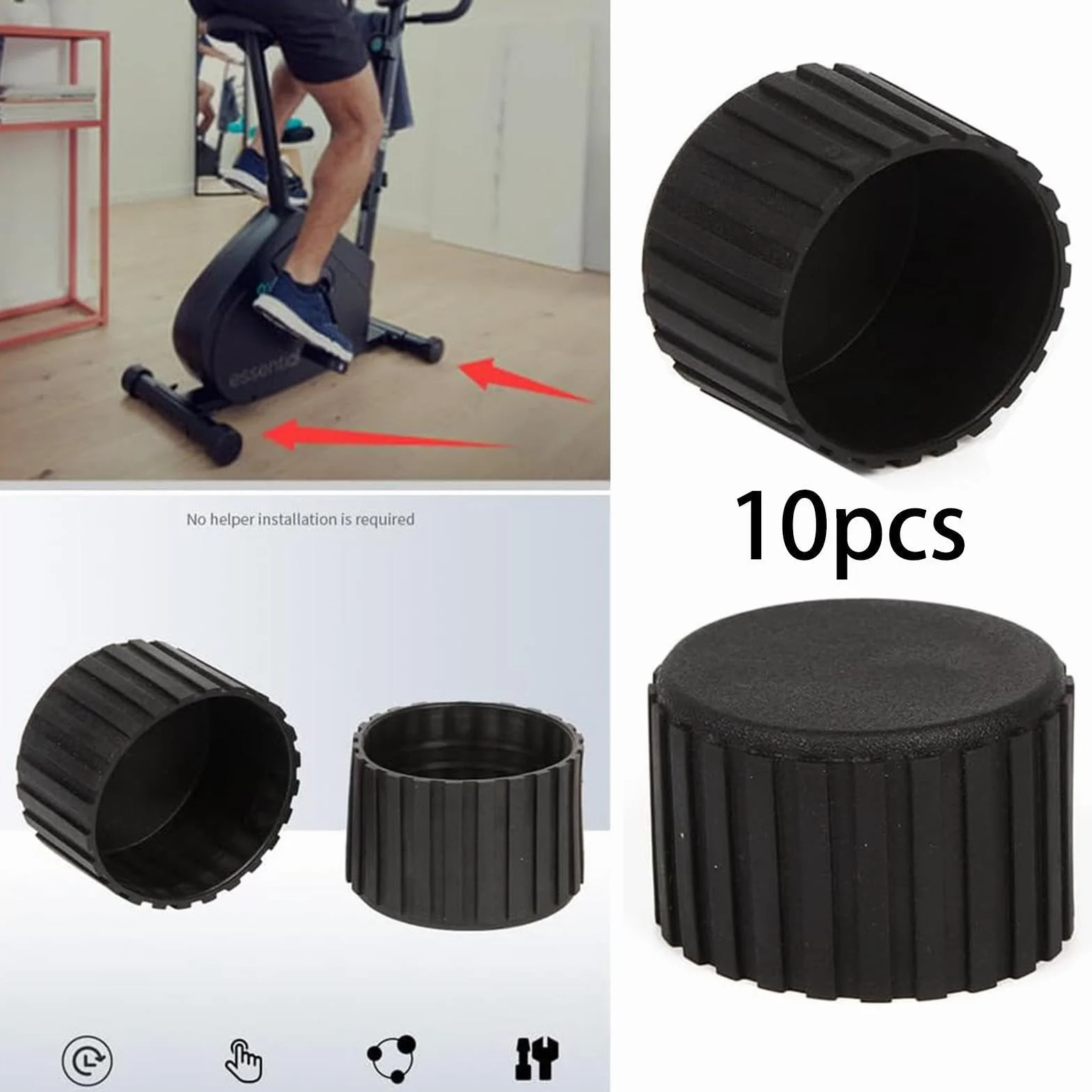 Tappo Terminale per Attrezzatura Fitness Nero Robusto per Tubo Riparazione Stepper Panca Pesi Macchina Ellittica