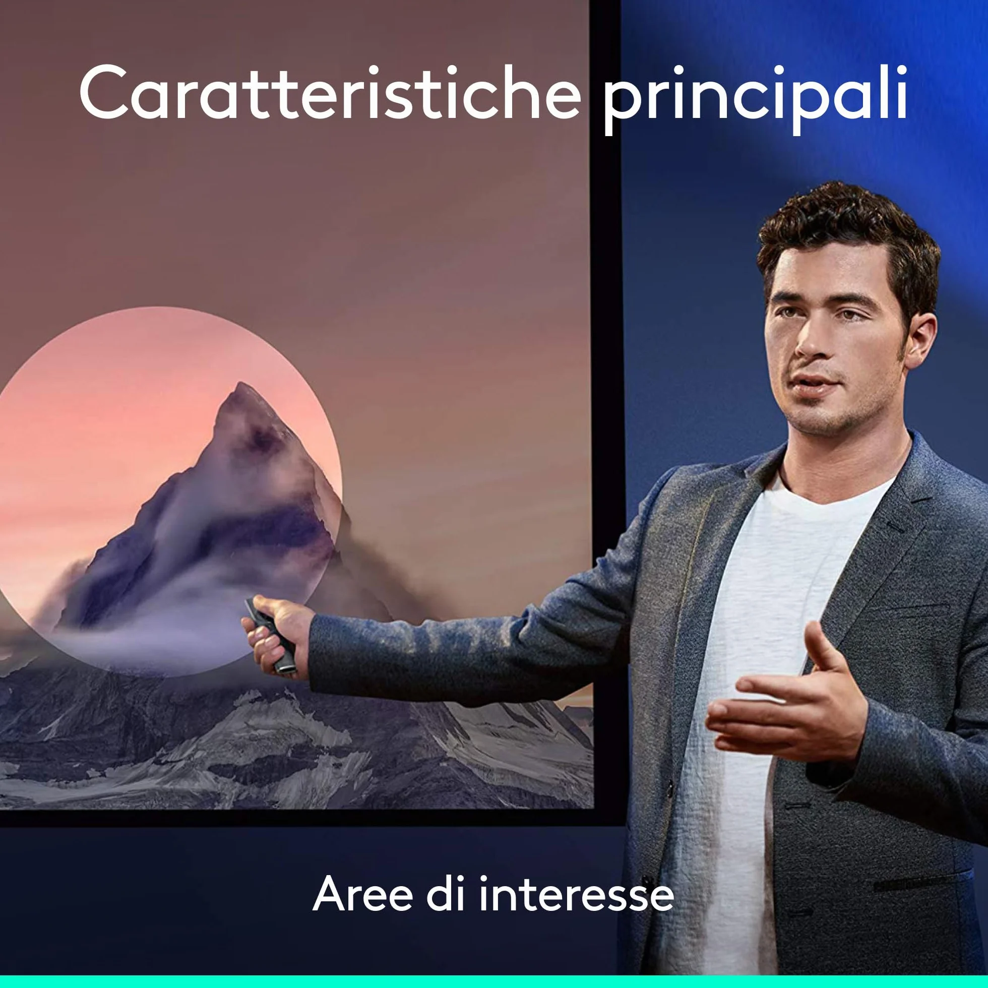 Logitech Spotlight Presenter, Puntatore Laser per Presentazioni Wireless, 2,4 GHz e Bluetooth, ‎Ricevitore USB, Puntatore Laser Digitale, Portata 30 Metri, Timer, PC/Mac/Android/iOS - ‎Grigio